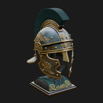 Crested Helm Hoplite Bust Design 7 3D Print Model