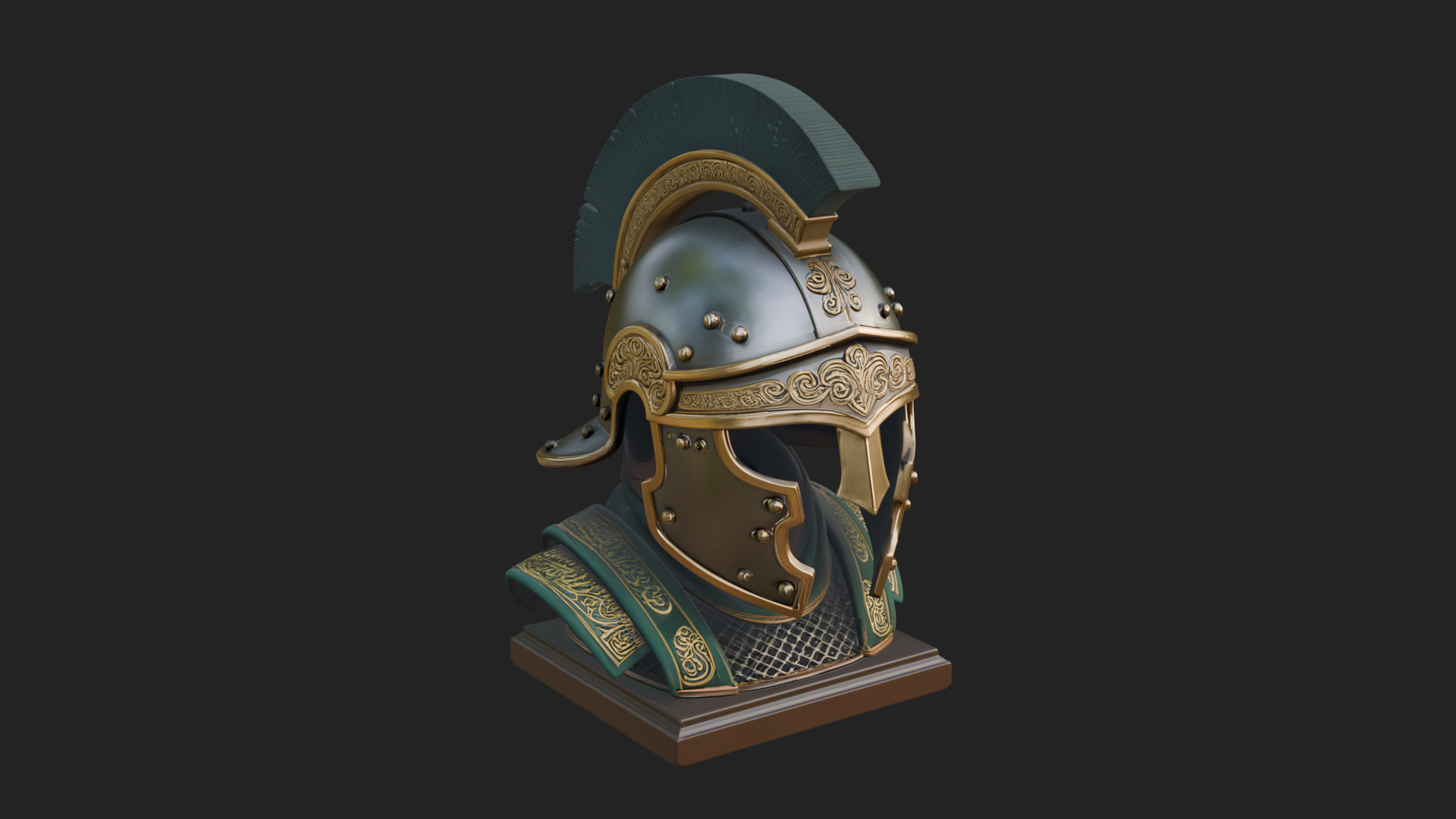 Crested Helm Hoplite Bust Design 8 3D Print Model 3D Model