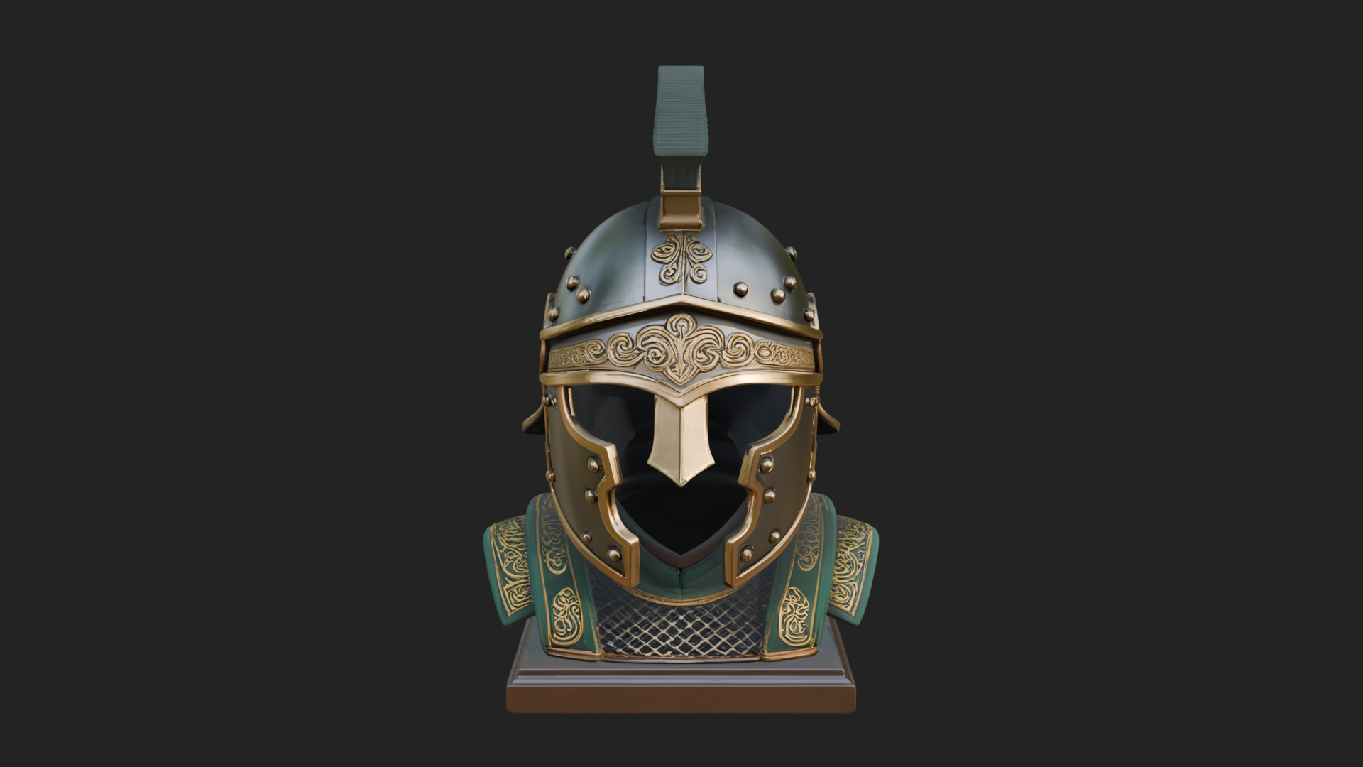 Crested Helm Hoplite Bust Design 8 3D Print Model 3D Model