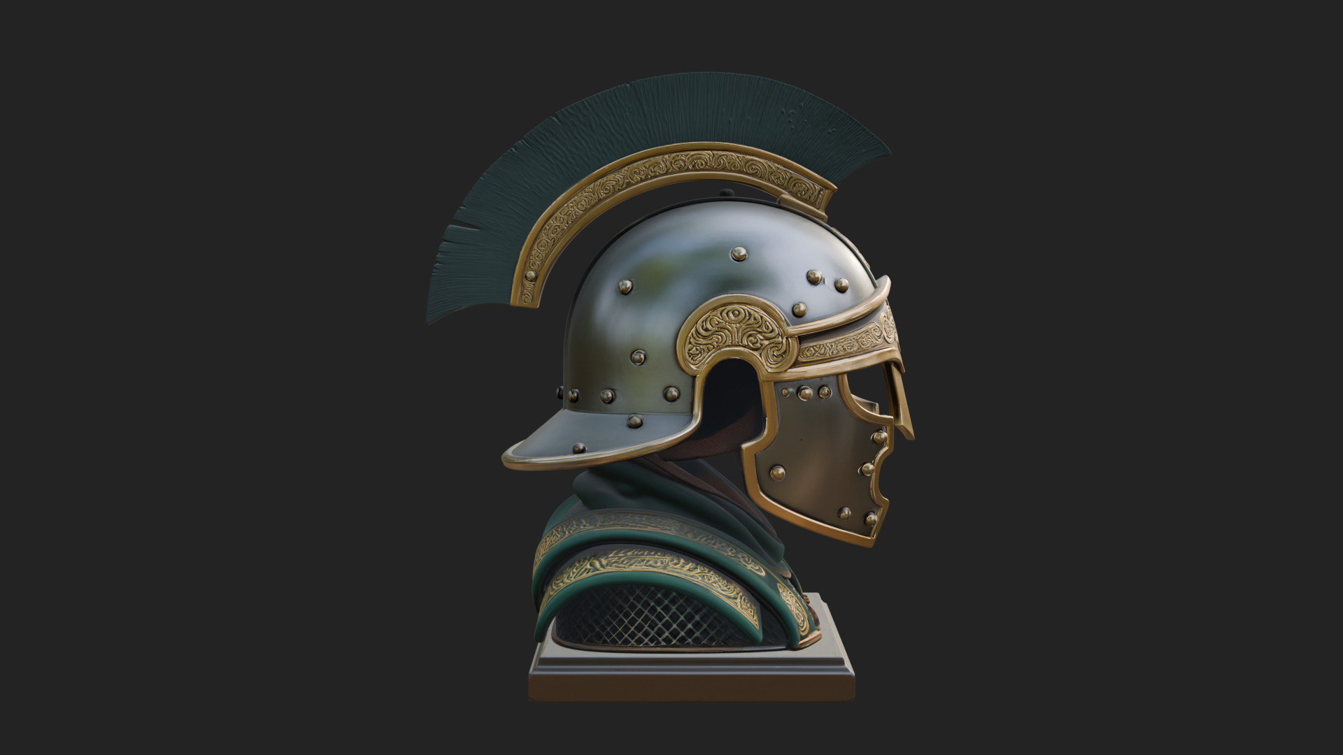Crested Helm Hoplite Bust Design 8 3D Print Model 3D Model