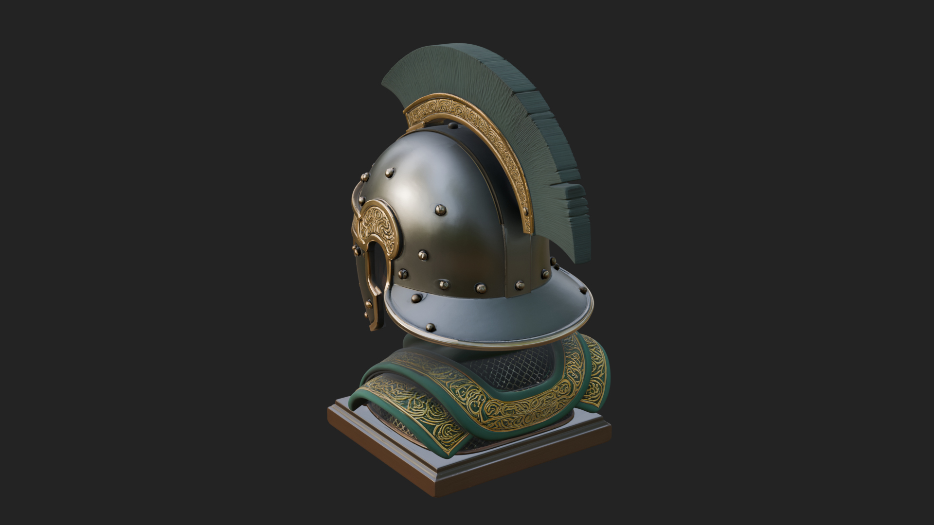 Crested Helm Hoplite Bust Design 8 3D Print Model 3D Model