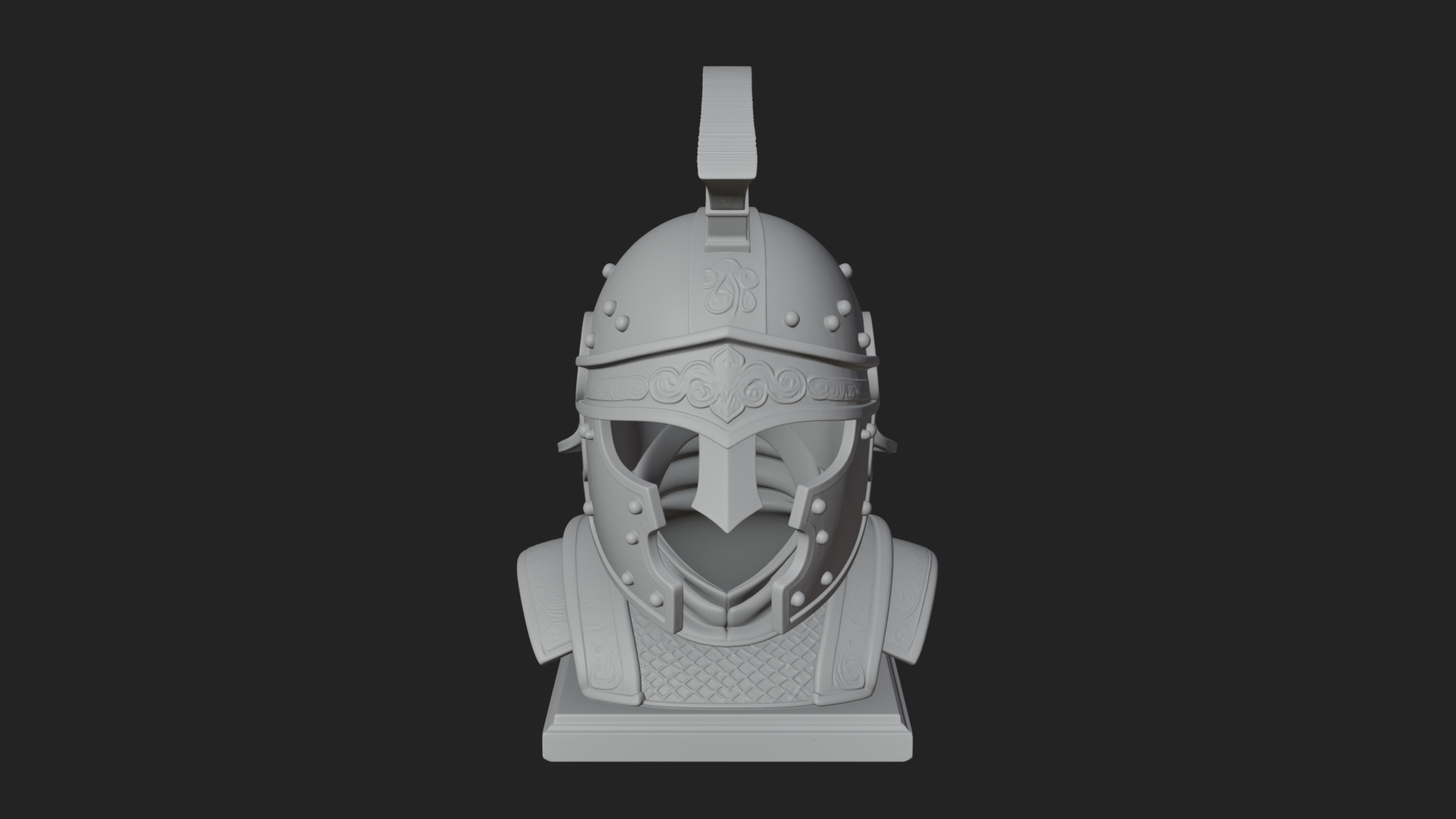 Crested Helm Hoplite Bust Design 8 3D Print Model 3D Model