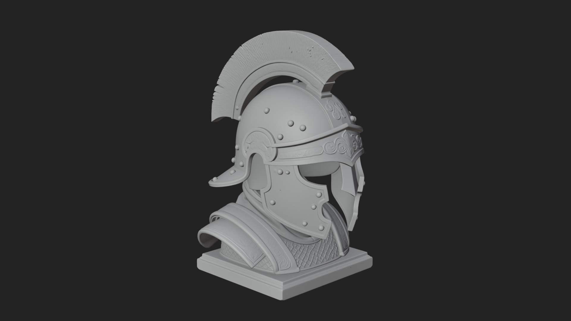Crested Helm Hoplite Bust Design 8 3D Print Model 3D Model