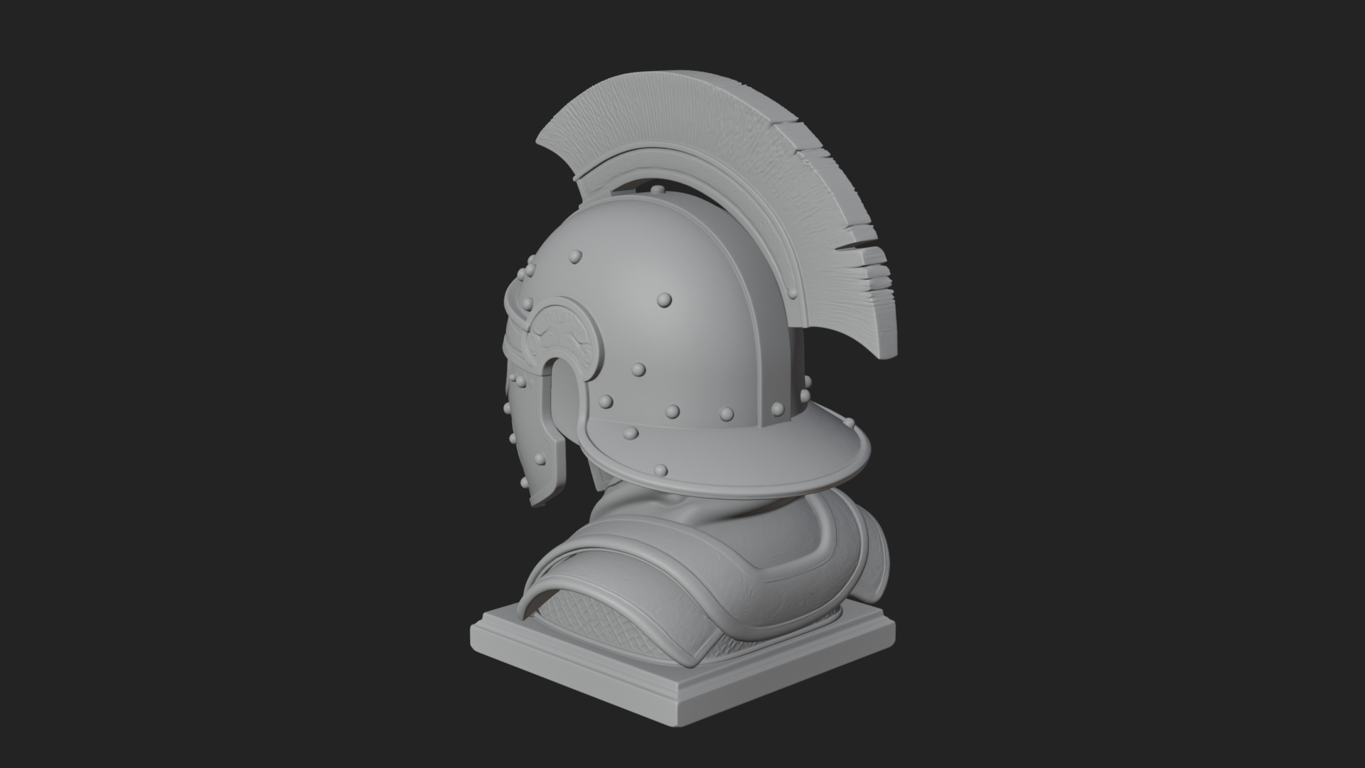 Crested Helm Hoplite Bust Design 8 3D Print Model 3D Model