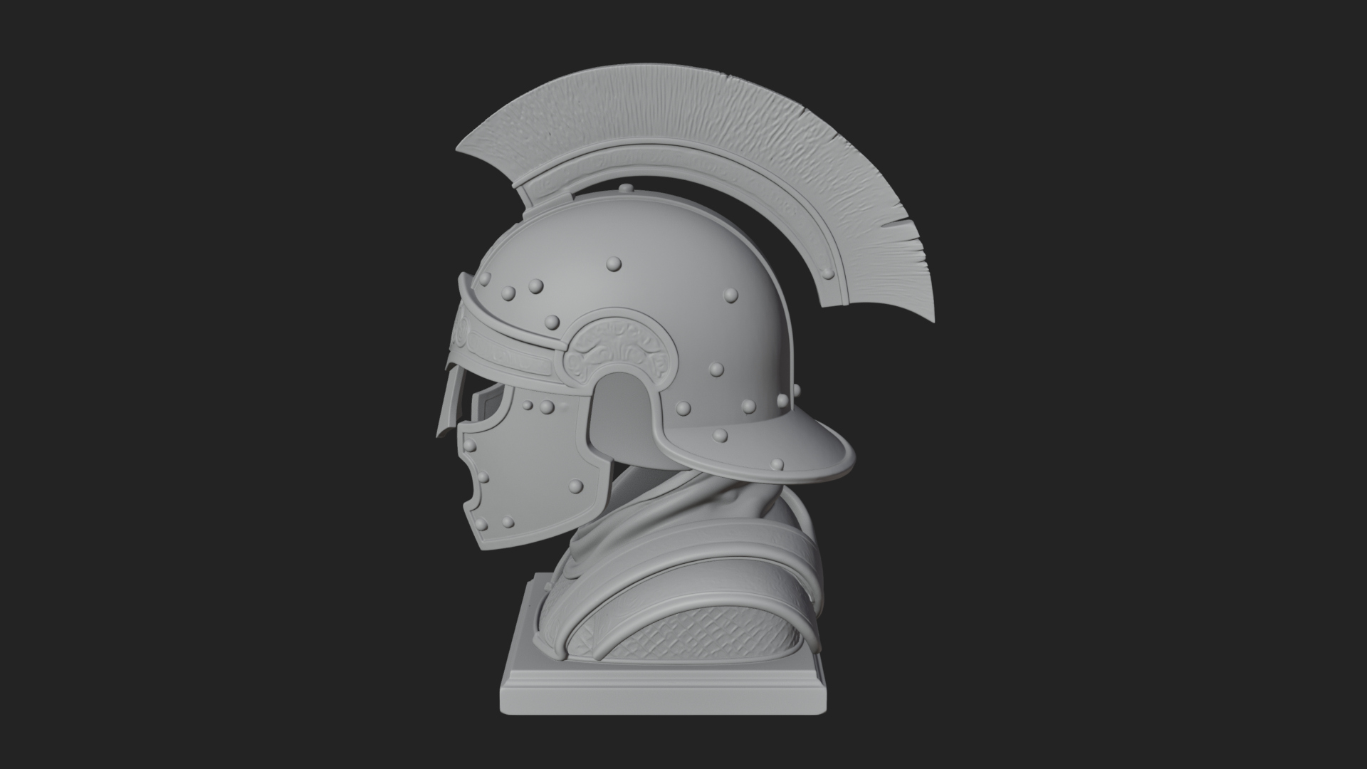 Crested Helm Hoplite Bust Design 8 3D Print Model 3D Model
