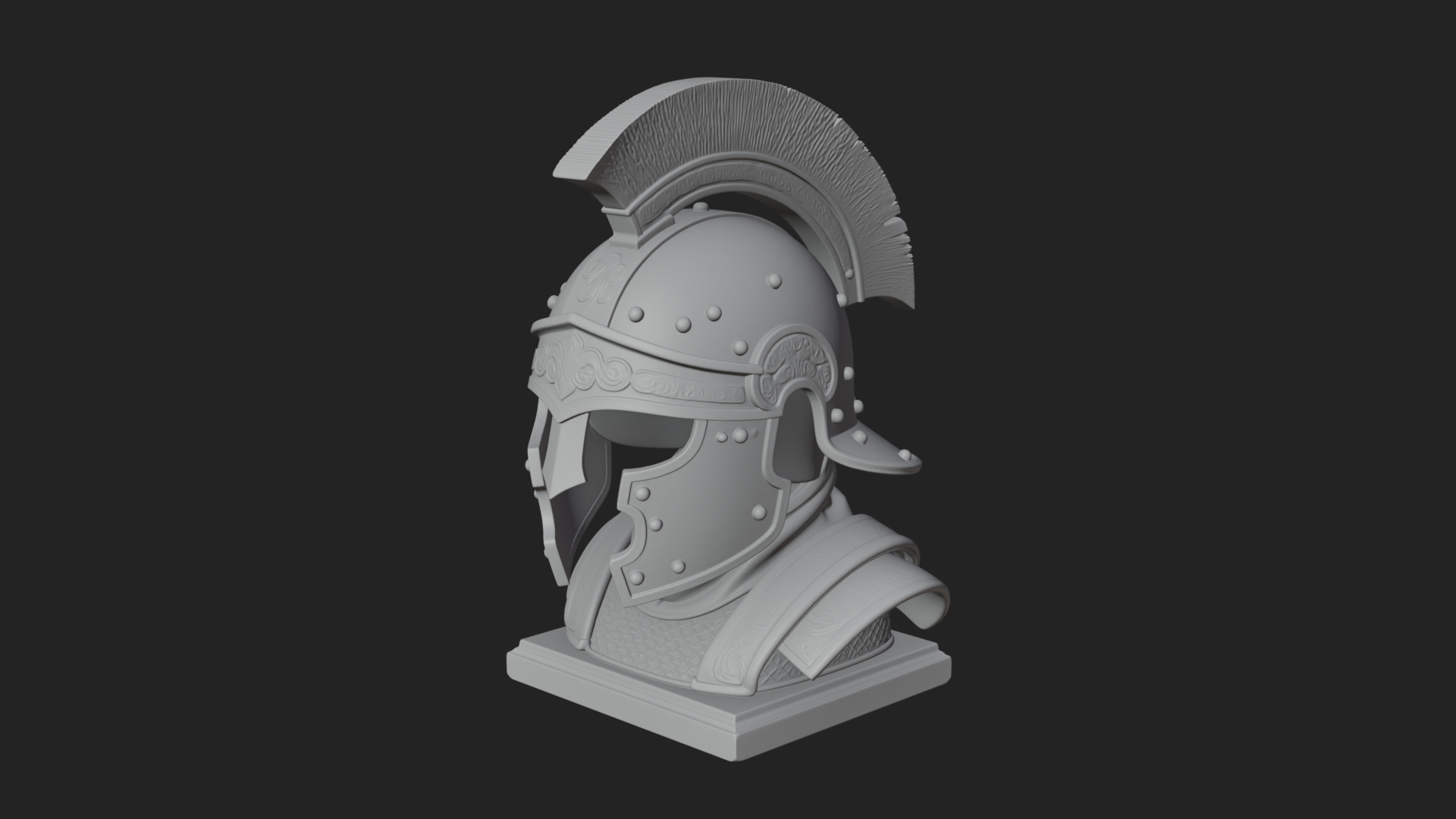 Crested Helm Hoplite Bust Design 8 3D Print Model 3D Model