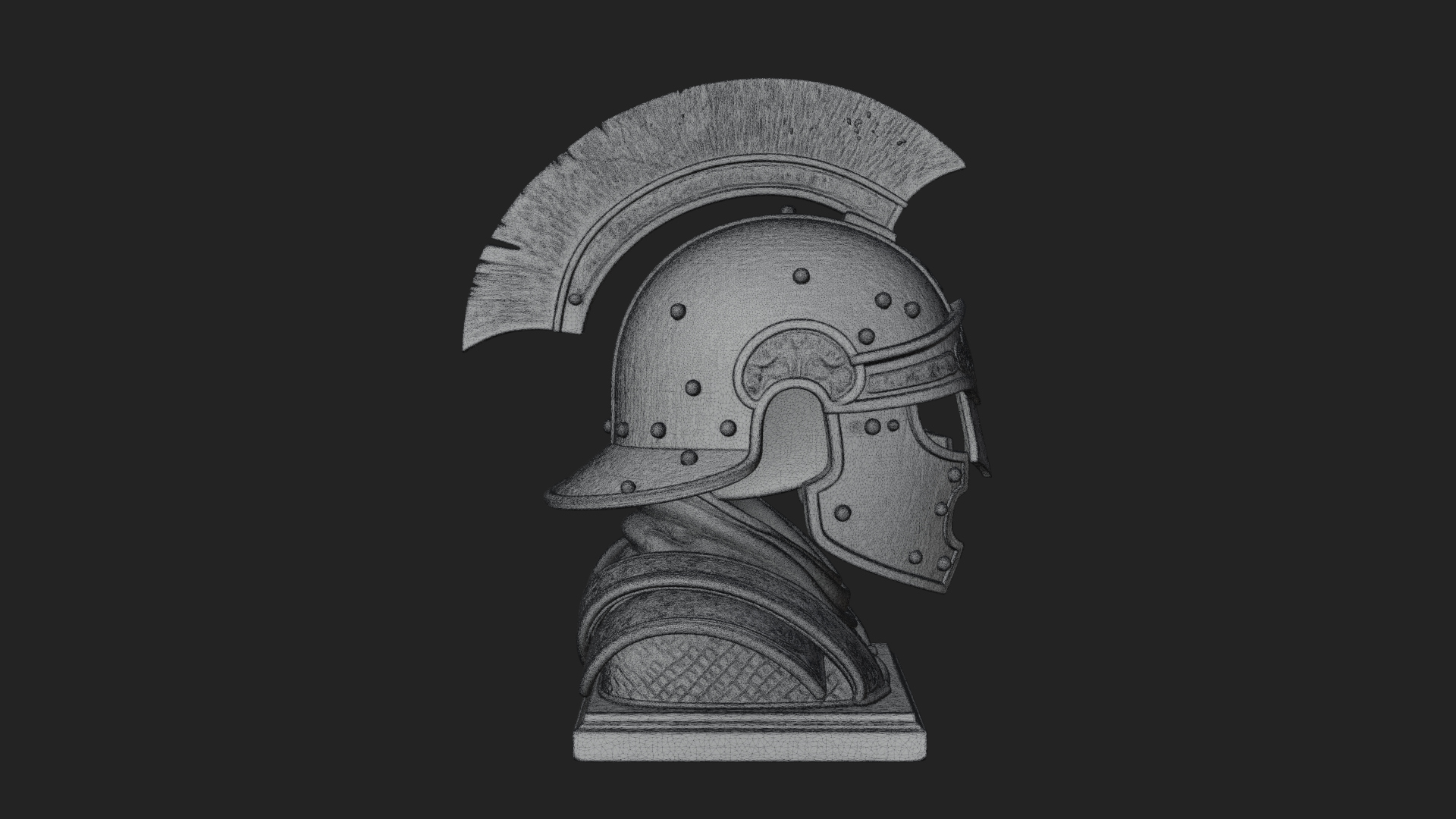 Crested Helm Hoplite Bust Design 8 3D Print Model 3D Model