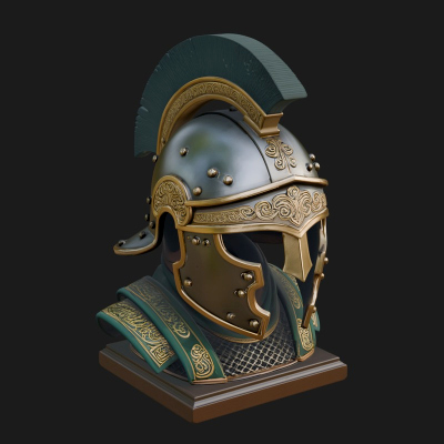 Crested Helm Hoplite Bust Design 8 3D Print Model