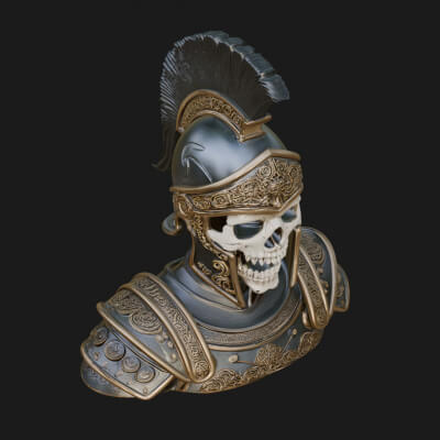 Crested Helmet Armor Bust Statue Design 8 3D Print Model