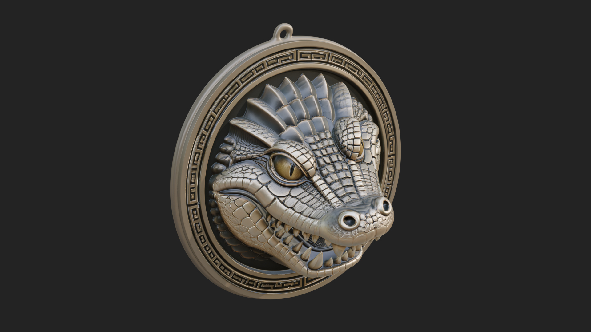 Crocodile Head Oval Plaque Design 1 3D Print Model 3D Model