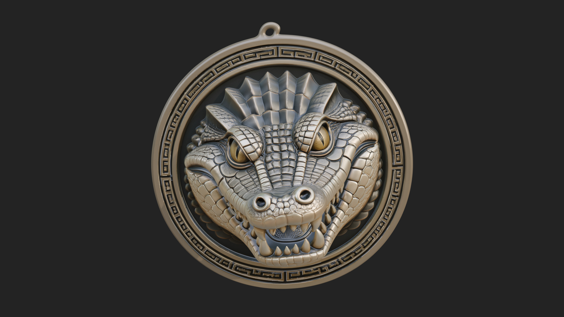 Crocodile Head Oval Plaque Design 1 3D Print Model 3D Model