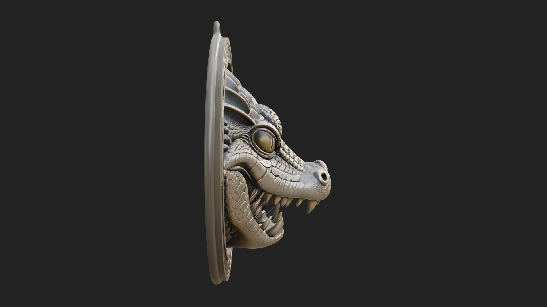 Crocodile Head Oval Plaque Design 1 3D Print Model 3D Model