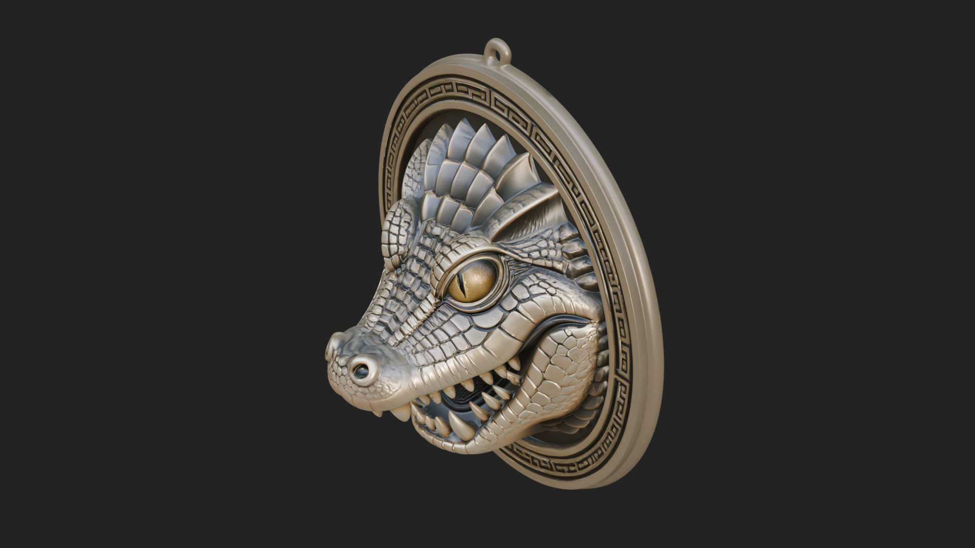 Crocodile Head Oval Plaque Design 1 3D Print Model 3D Model
