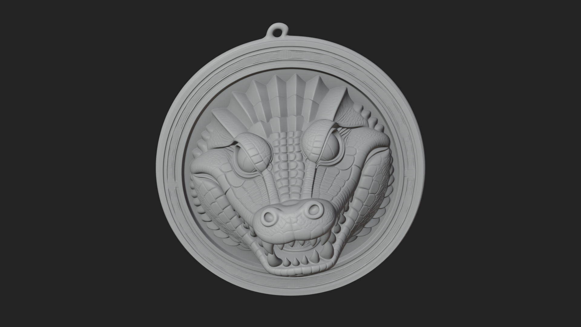 Crocodile Head Oval Plaque Design 1 3D Print Model 3D Model