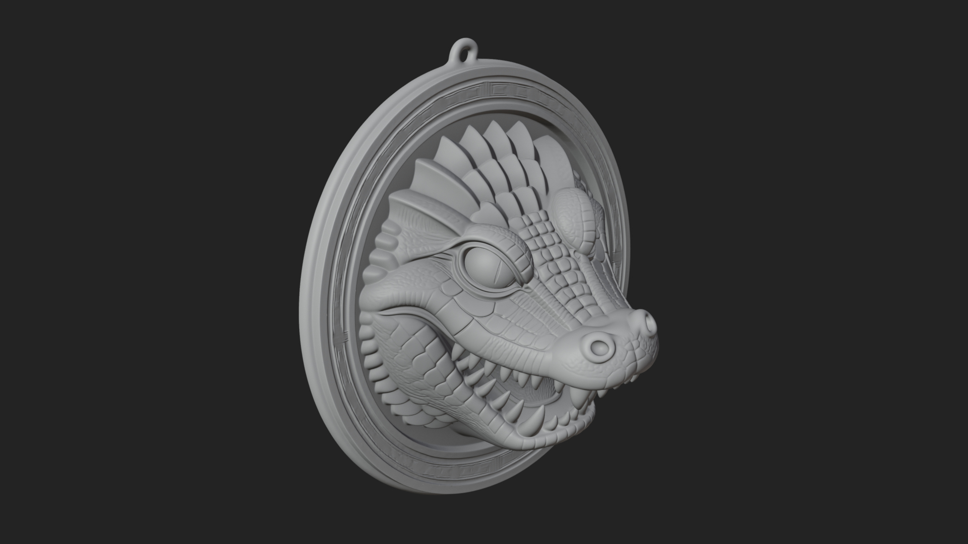 Crocodile Head Oval Plaque Design 1 3D Print Model 3D Model