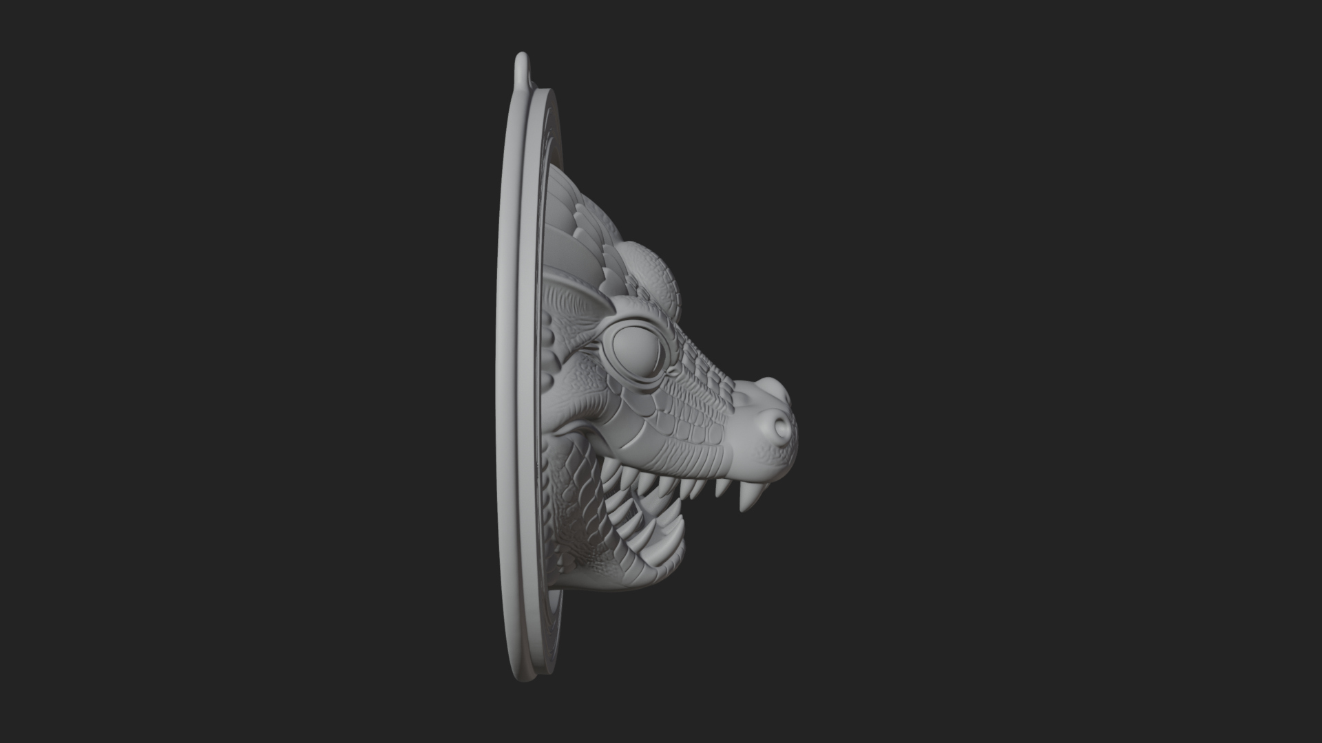 Crocodile Head Oval Plaque Design 1 3D Print Model 3D Model