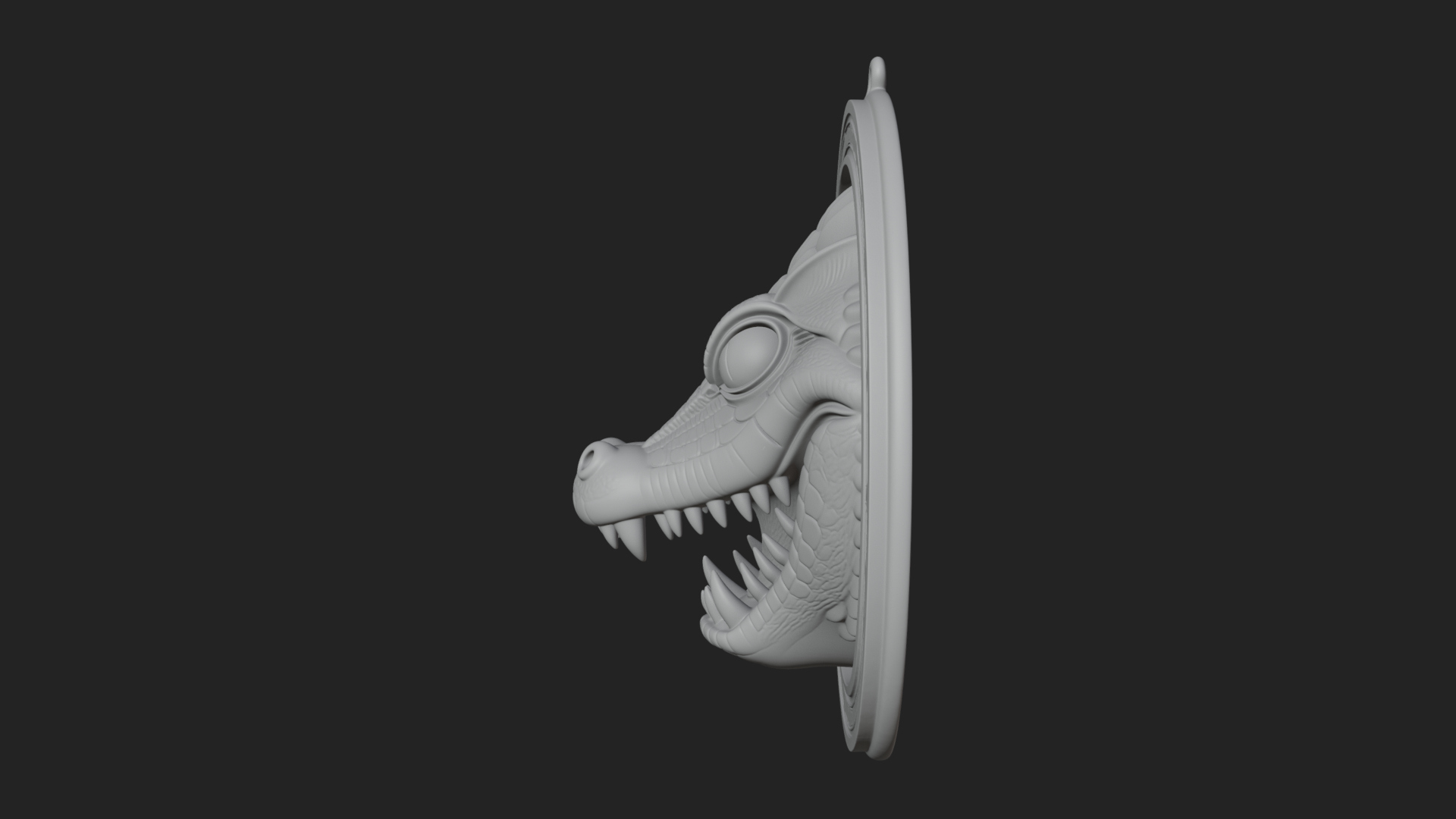 Crocodile Head Oval Plaque Design 1 3D Print Model 3D Model