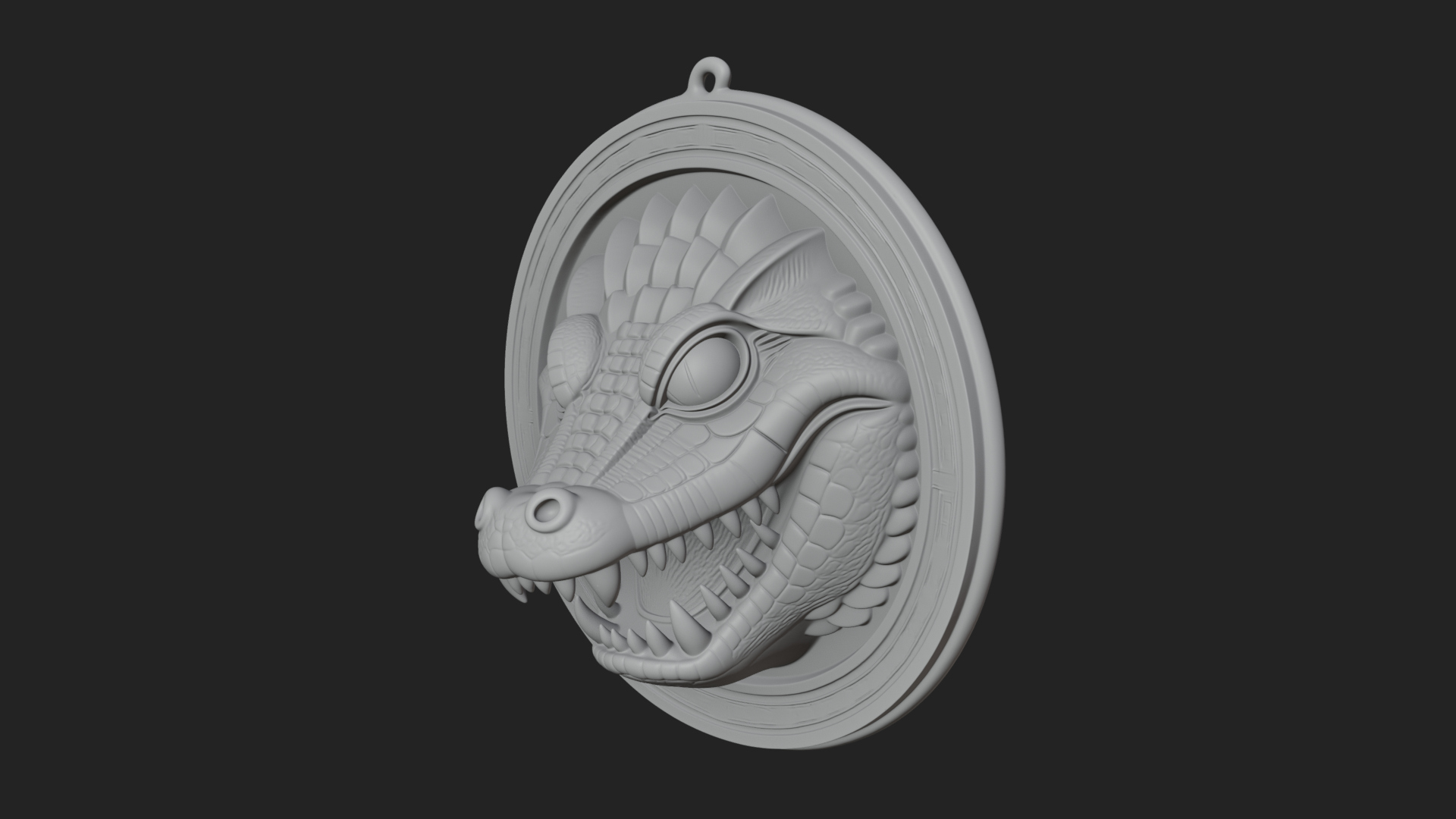 Crocodile Head Oval Plaque Design 1 3D Print Model 3D Model
