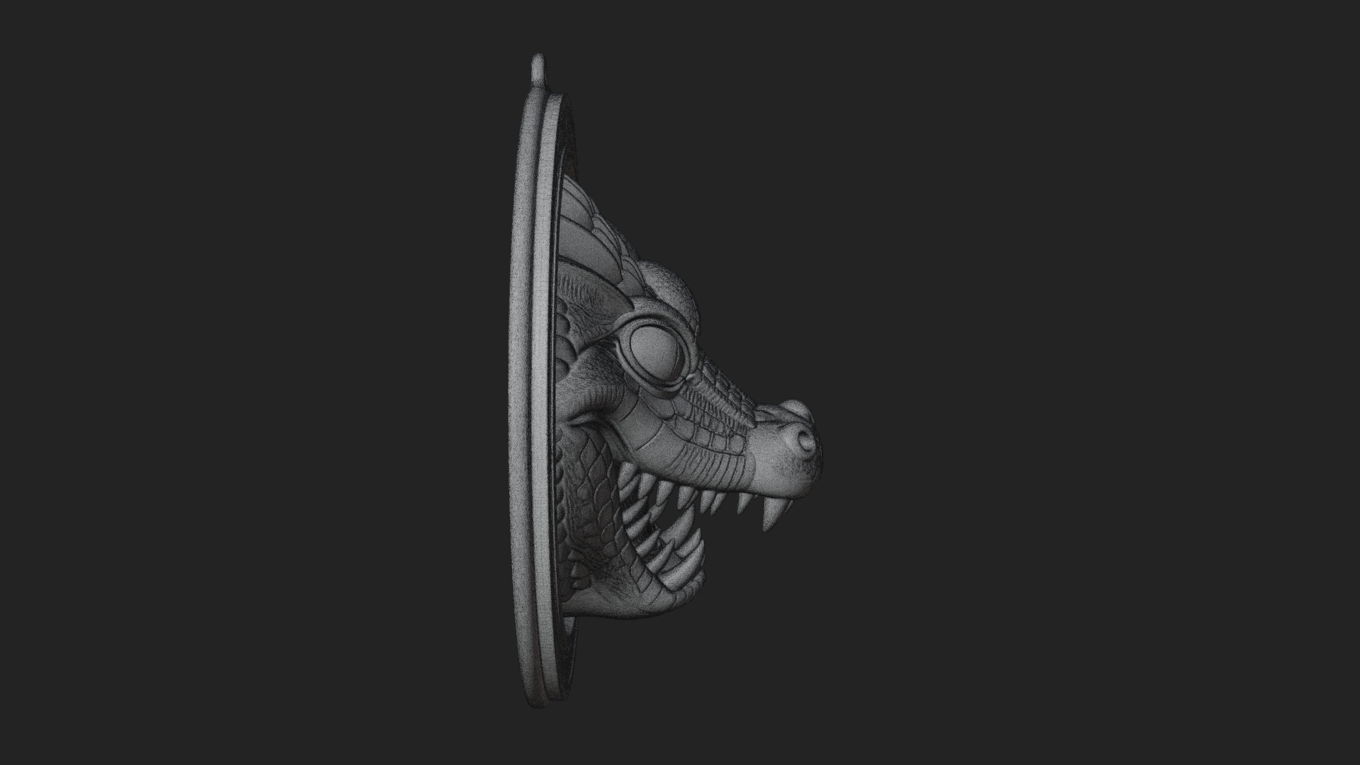 Crocodile Head Oval Plaque Design 1 3D Print Model 3D Model