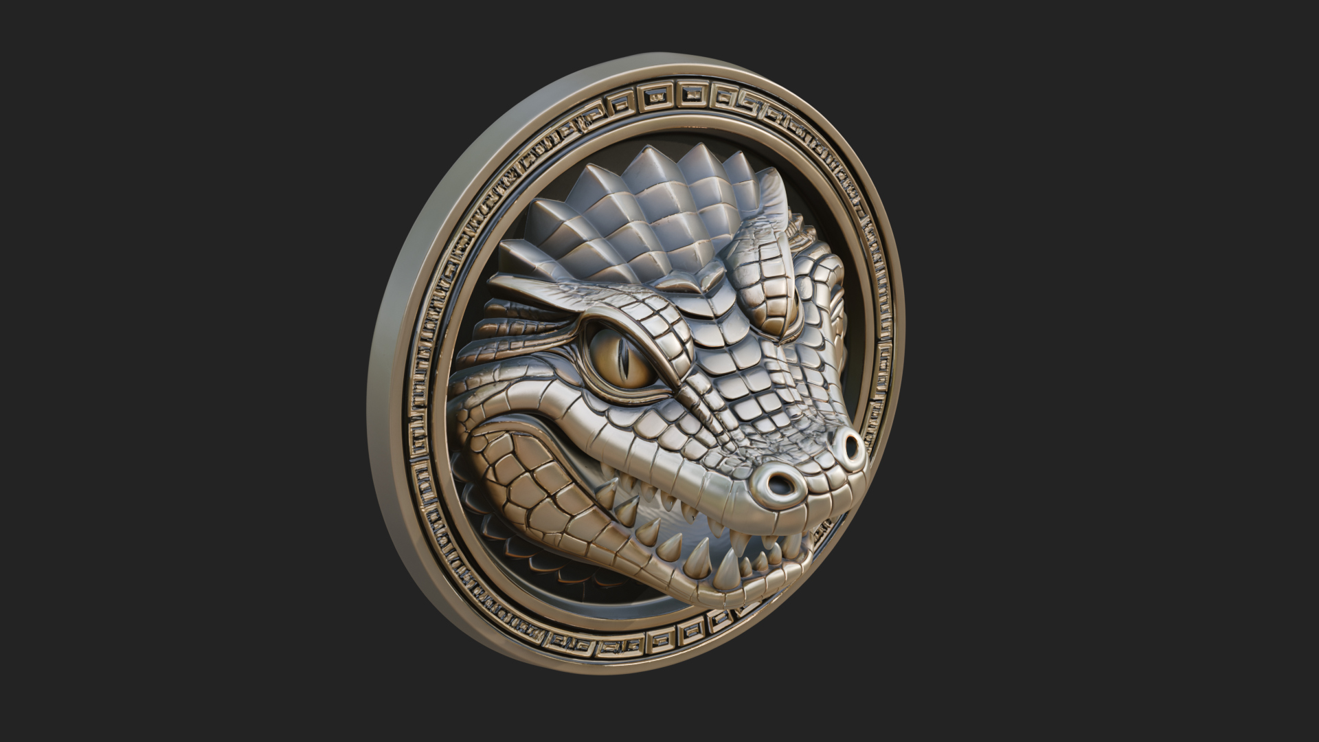 Crocodile Head Oval Plaque Design 2 3D Print Model 3D Model