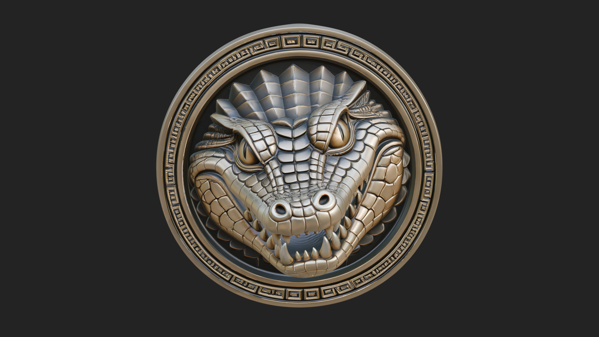 Crocodile Head Oval Plaque Design 2 3D Print Model 3D Model