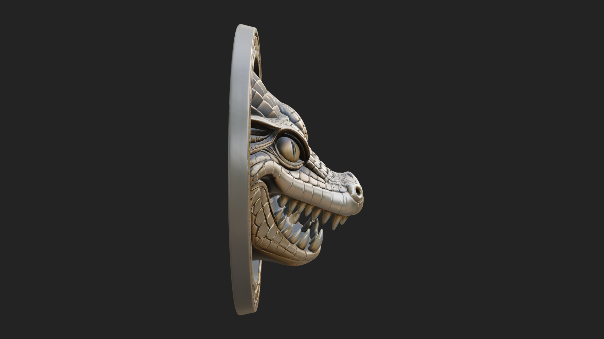 Crocodile Head Oval Plaque Design 2 3D Print Model 3D Model