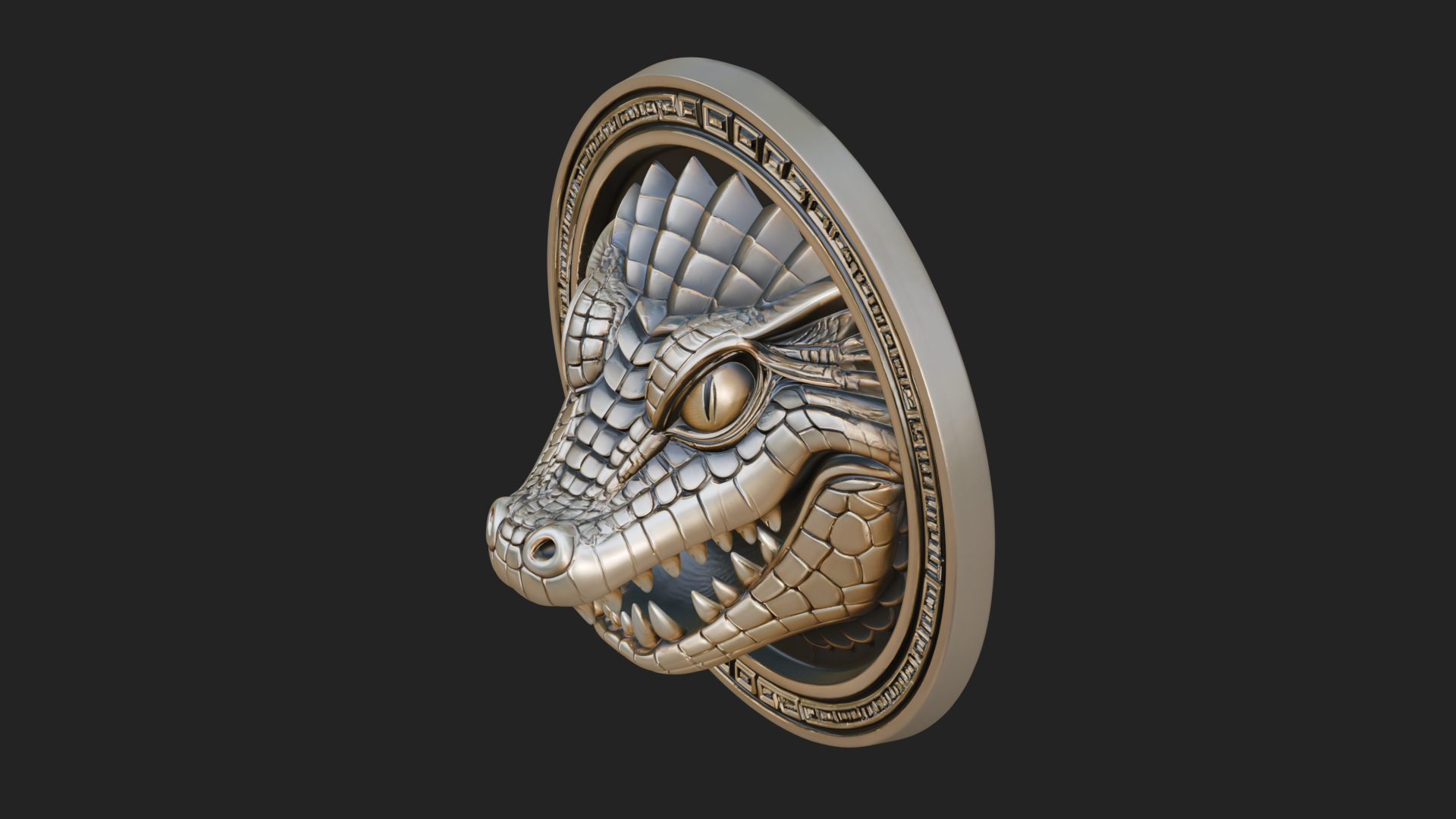 Crocodile Head Oval Plaque Design 2 3D Print Model 3D Model