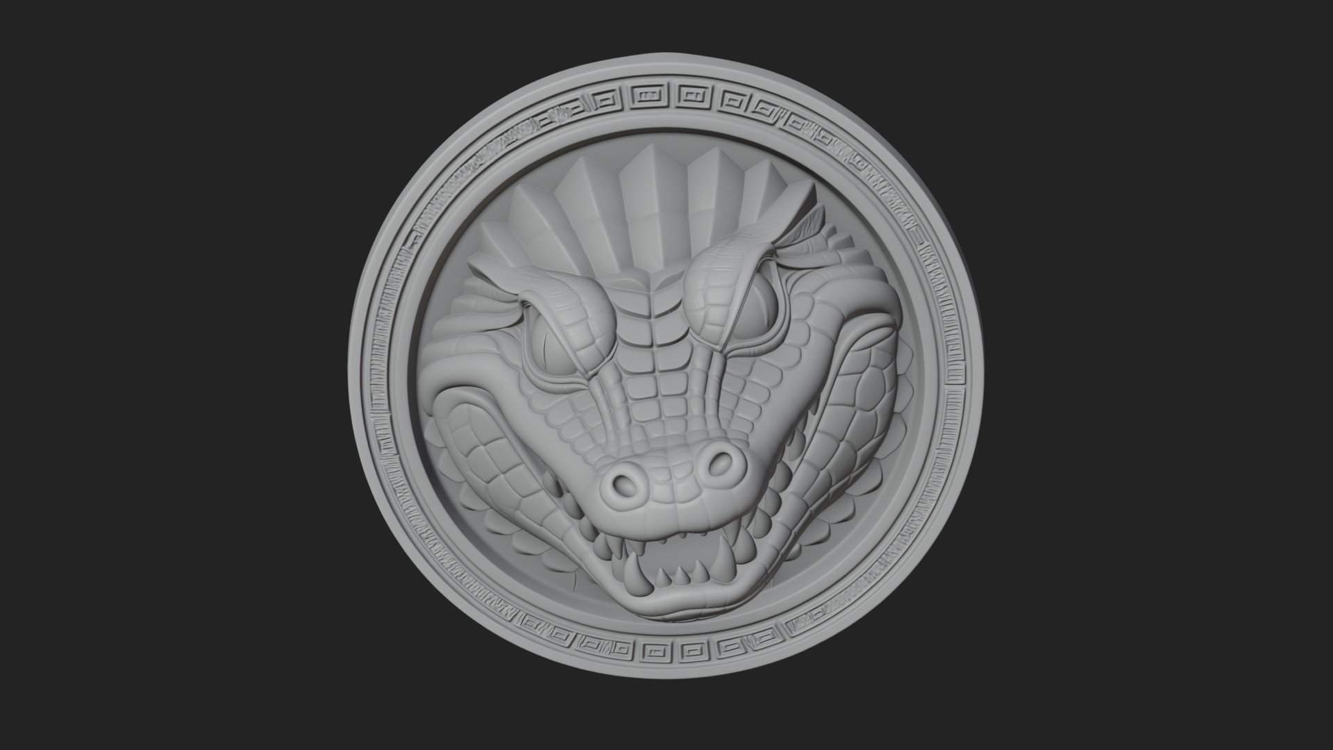 Crocodile Head Oval Plaque Design 2 3D Print Model 3D Model