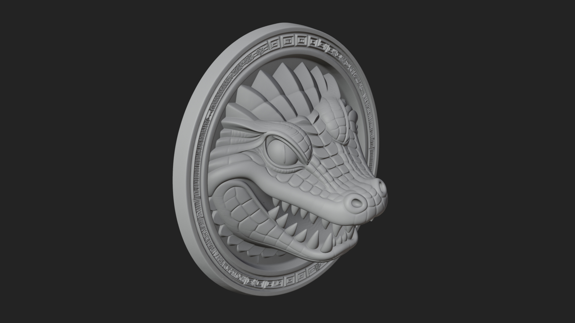 Crocodile Head Oval Plaque Design 2 3D Print Model 3D Model