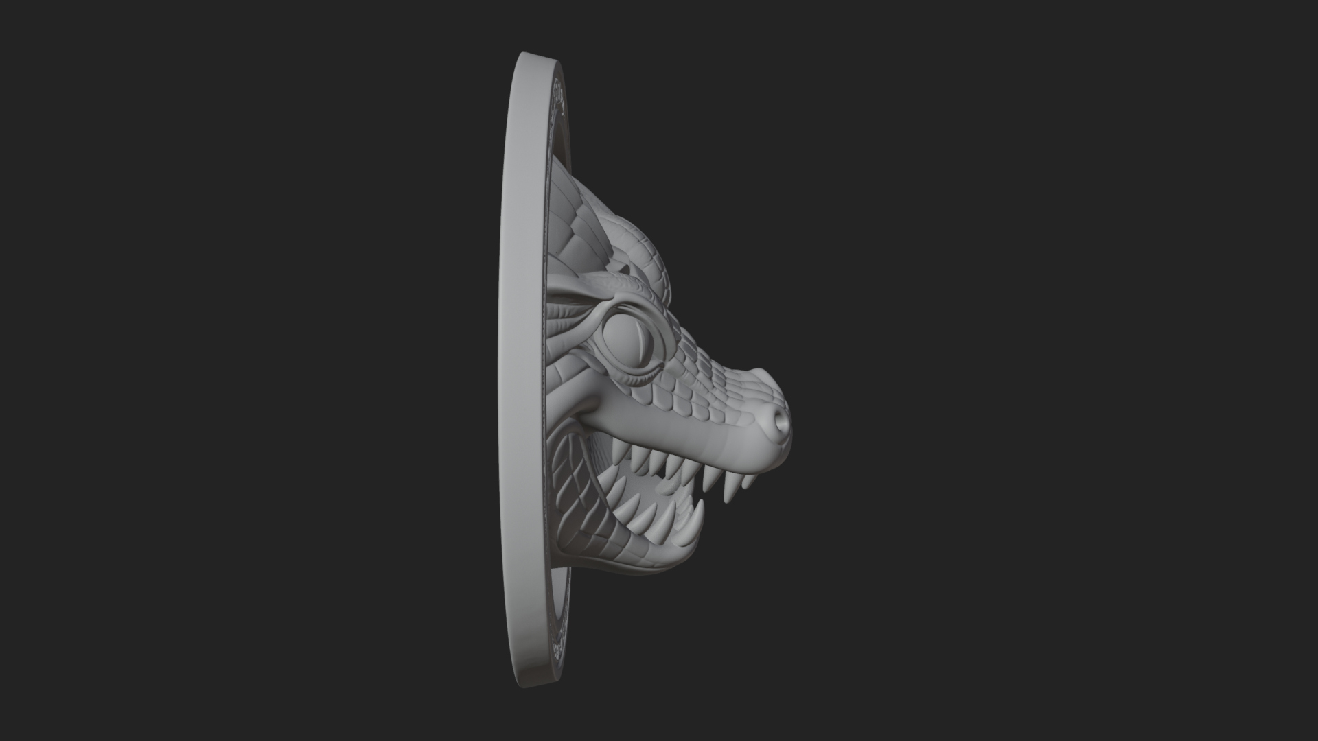 Crocodile Head Oval Plaque Design 2 3D Print Model 3D Model