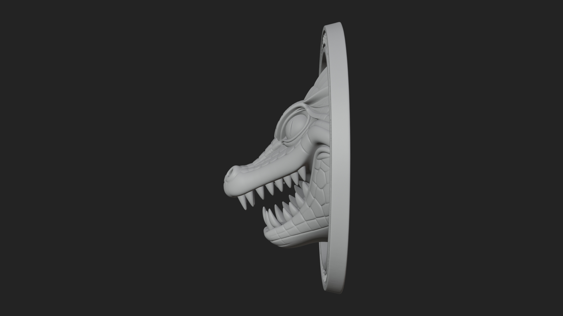 Crocodile Head Oval Plaque Design 2 3D Print Model 3D Model