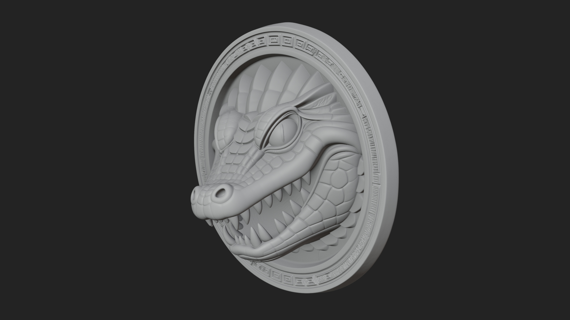 Crocodile Head Oval Plaque Design 2 3D Print Model 3D Model