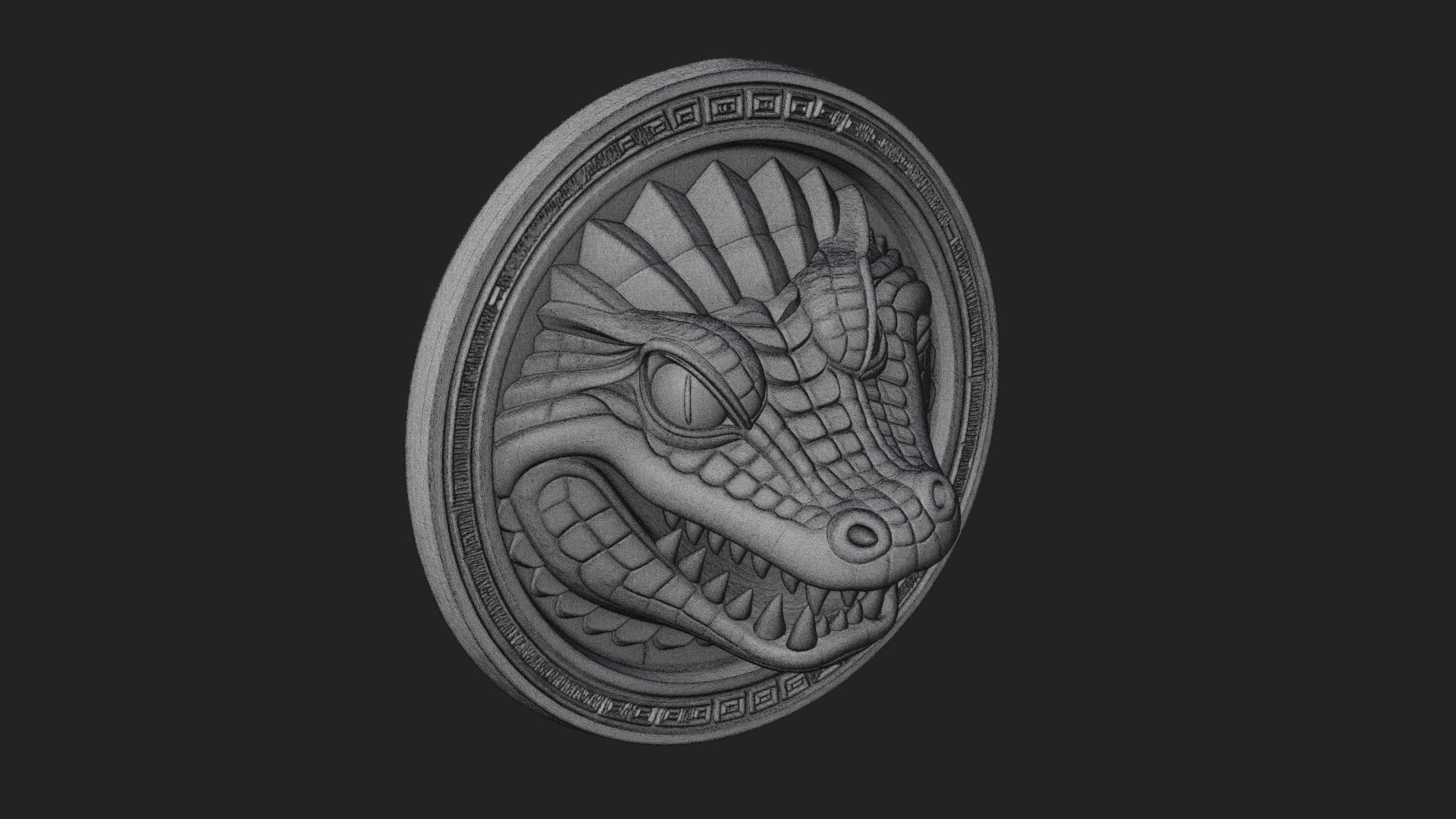 Crocodile Head Oval Plaque Design 2 3D Print Model 3D Model