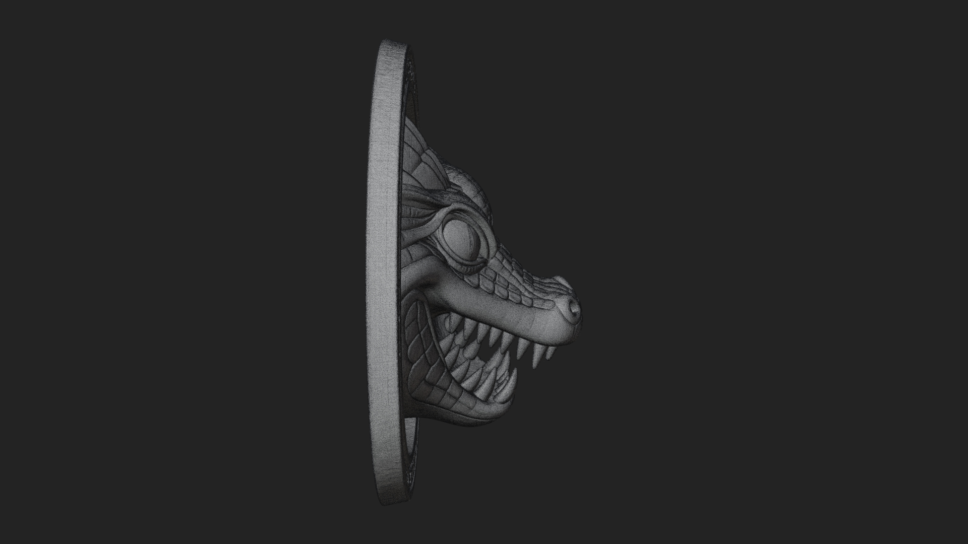 Crocodile Head Oval Plaque Design 2 3D Print Model 3D Model