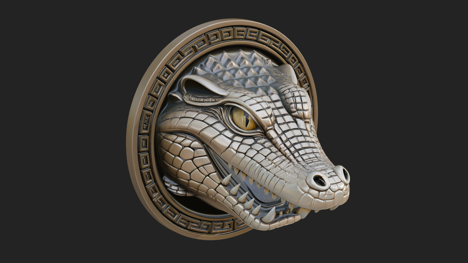 Crocodile Head Oval Plaque Design 3 3D Print Model 3D Model