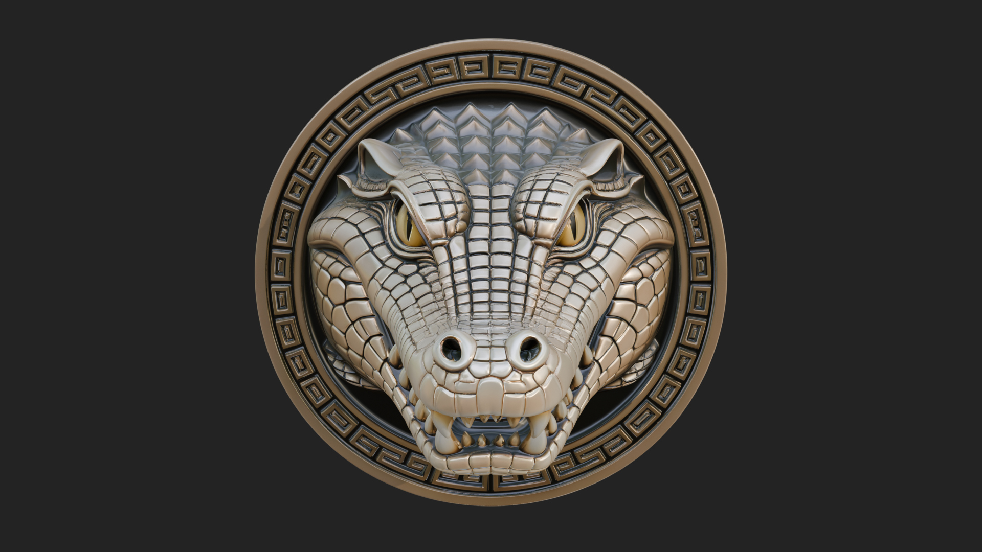 Crocodile Head Oval Plaque Design 3 3D Print Model 3D Model