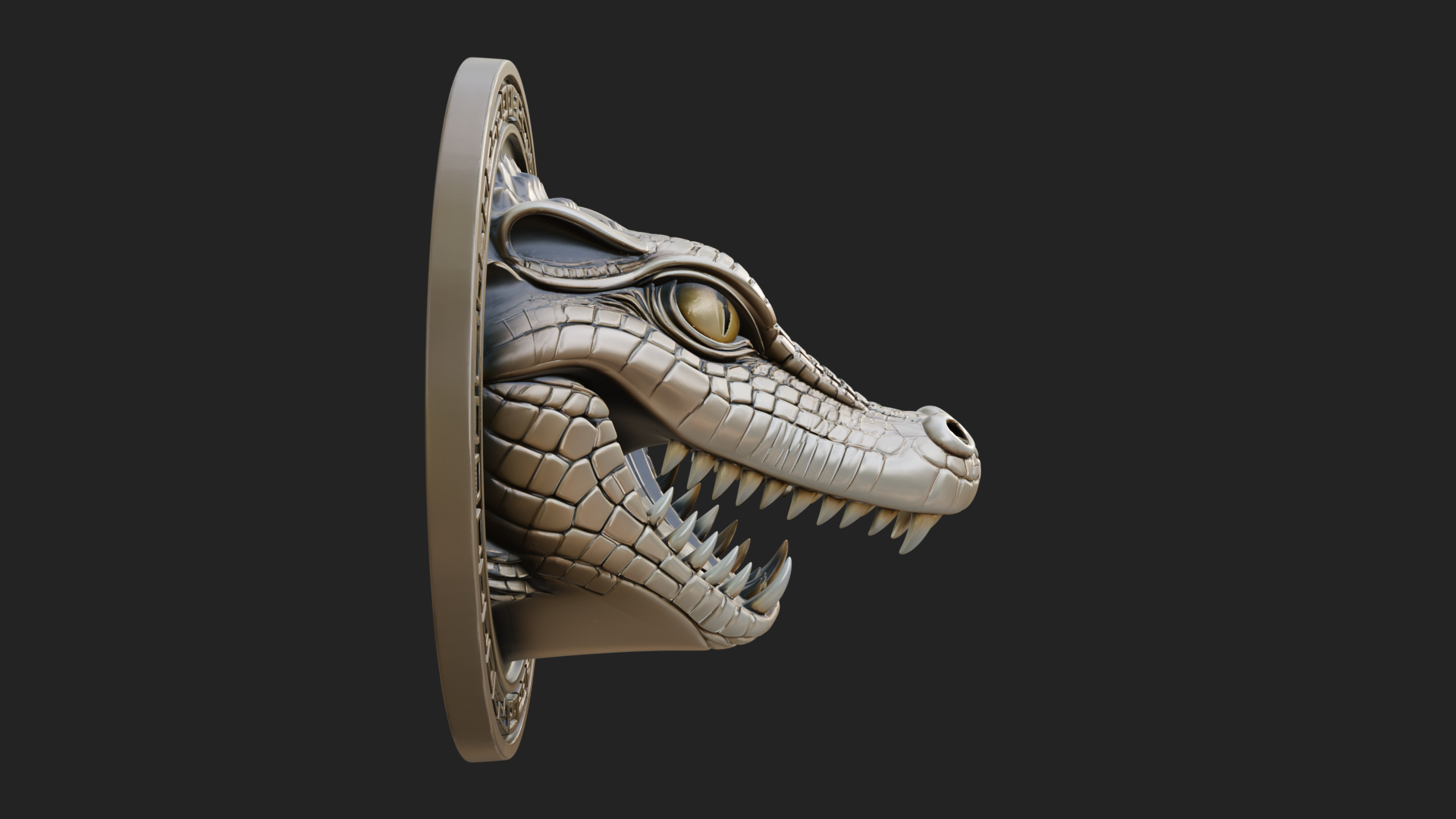 Crocodile Head Oval Plaque Design 3 3D Print Model 3D Model