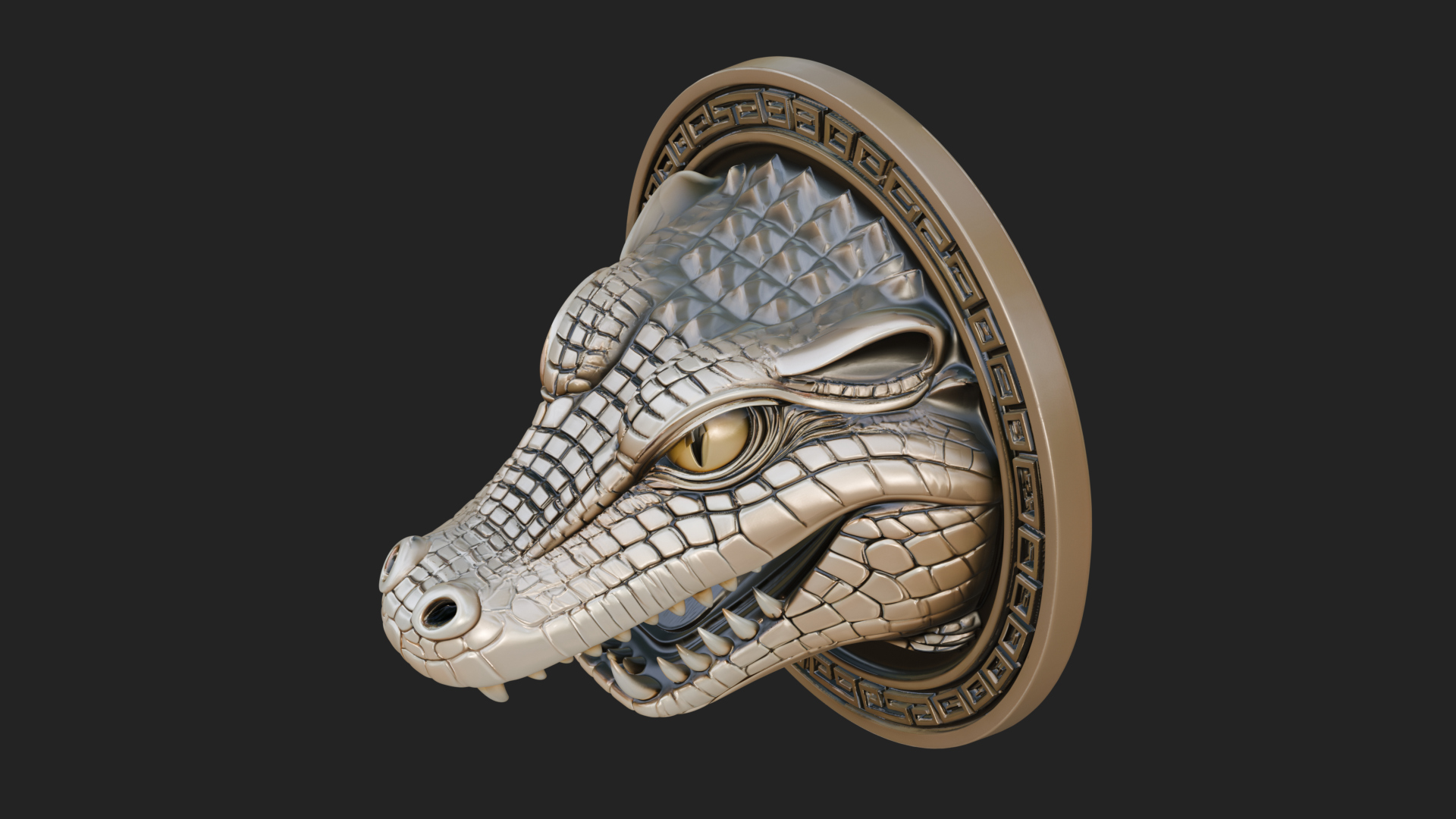 Crocodile Head Oval Plaque Design 3 3D Print Model 3D Model