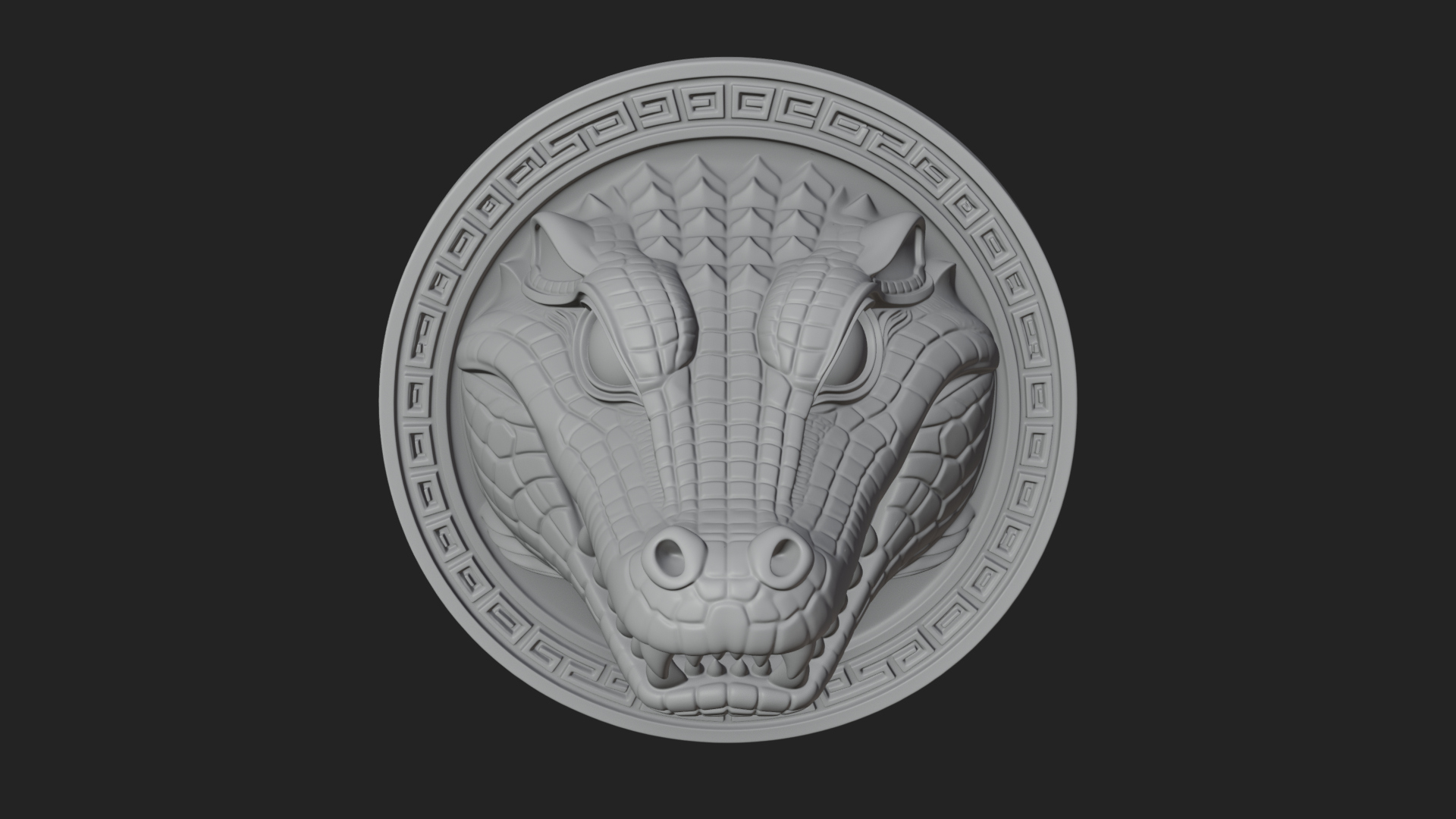 Crocodile Head Oval Plaque Design 3 3D Print Model 3D Model