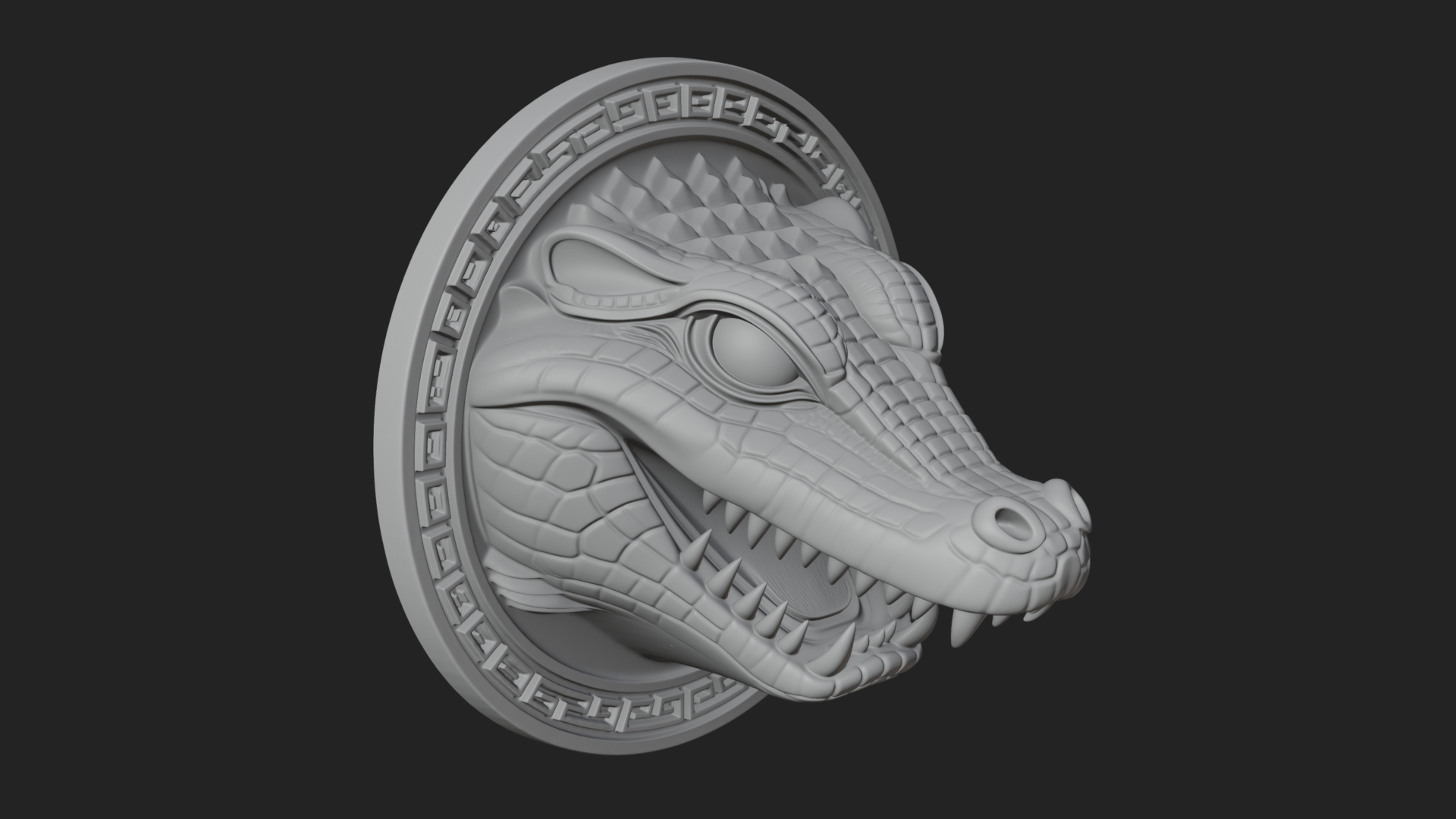 Crocodile Head Oval Plaque Design 3 3D Print Model 3D Model