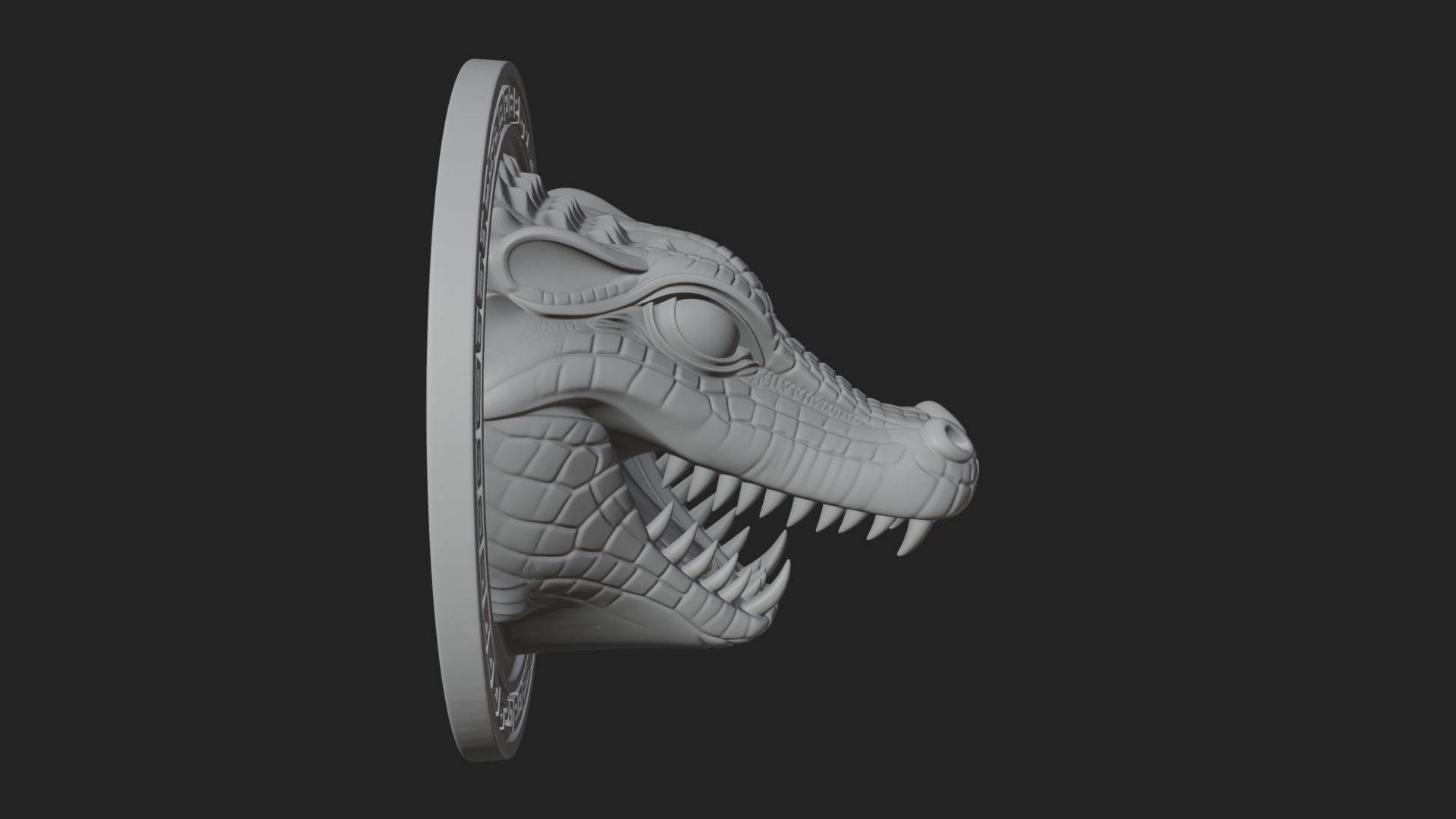 Crocodile Head Oval Plaque Design 3 3D Print Model 3D Model