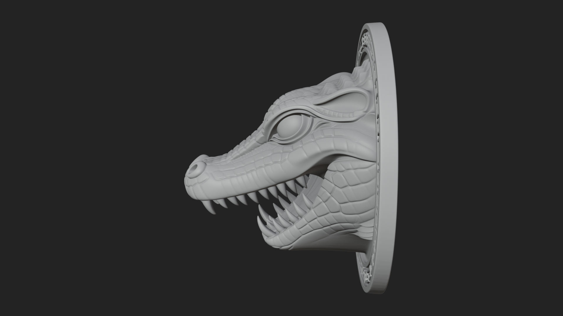 Crocodile Head Oval Plaque Design 3 3D Print Model 3D Model