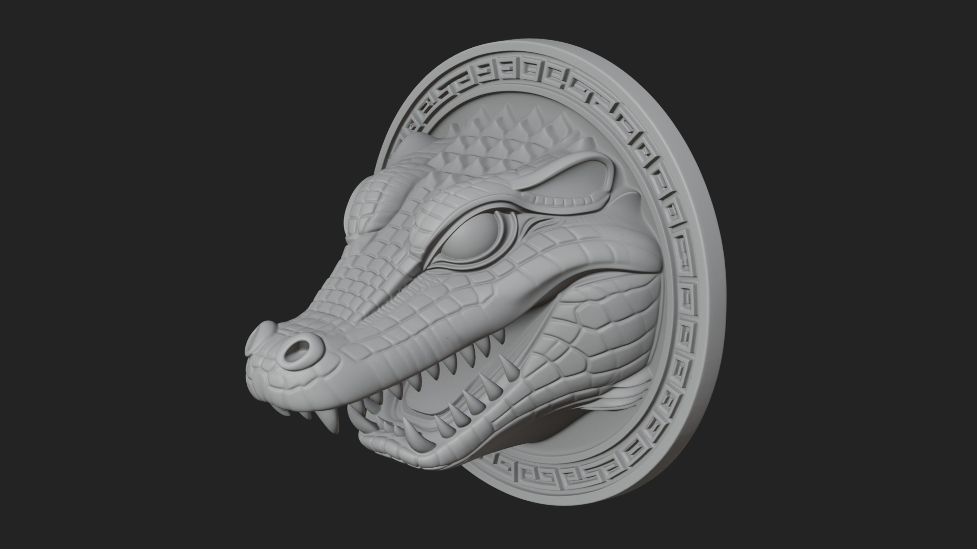 Crocodile Head Oval Plaque Design 3 3D Print Model 3D Model
