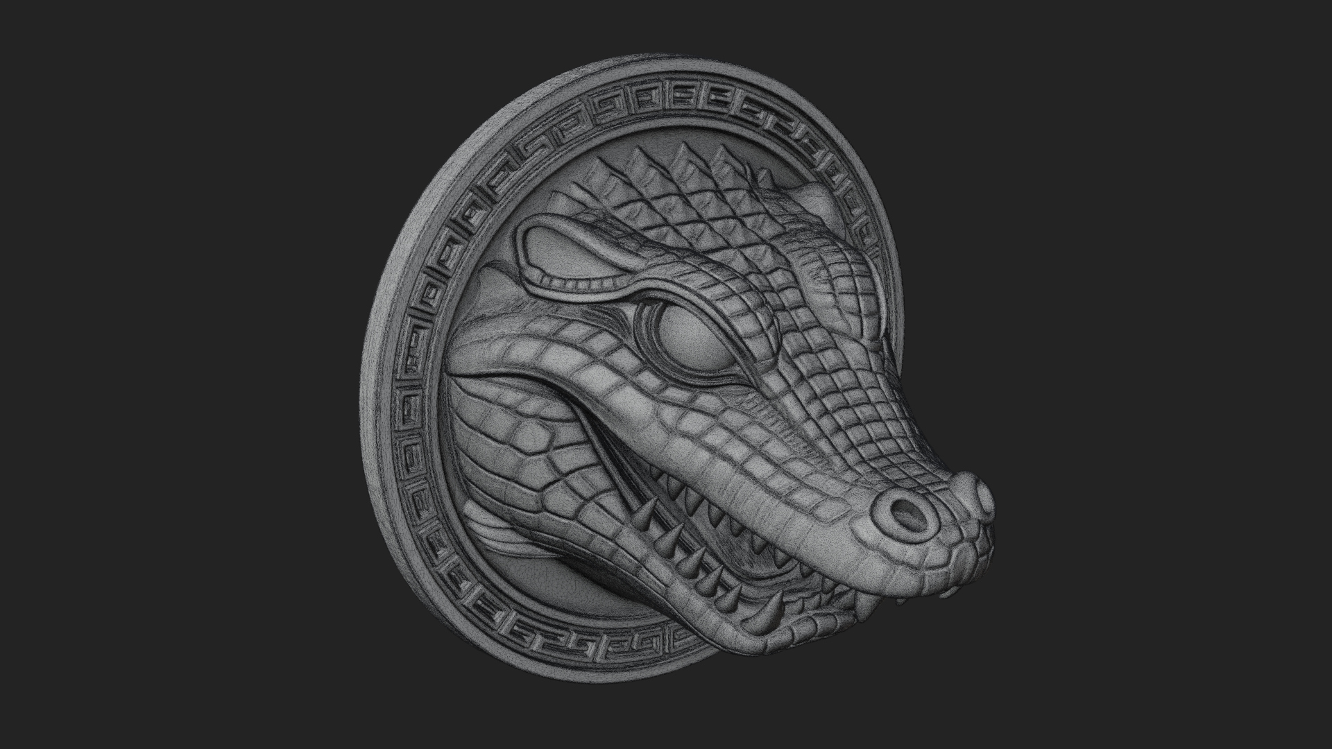 Crocodile Head Oval Plaque Design 3 3D Print Model 3D Model