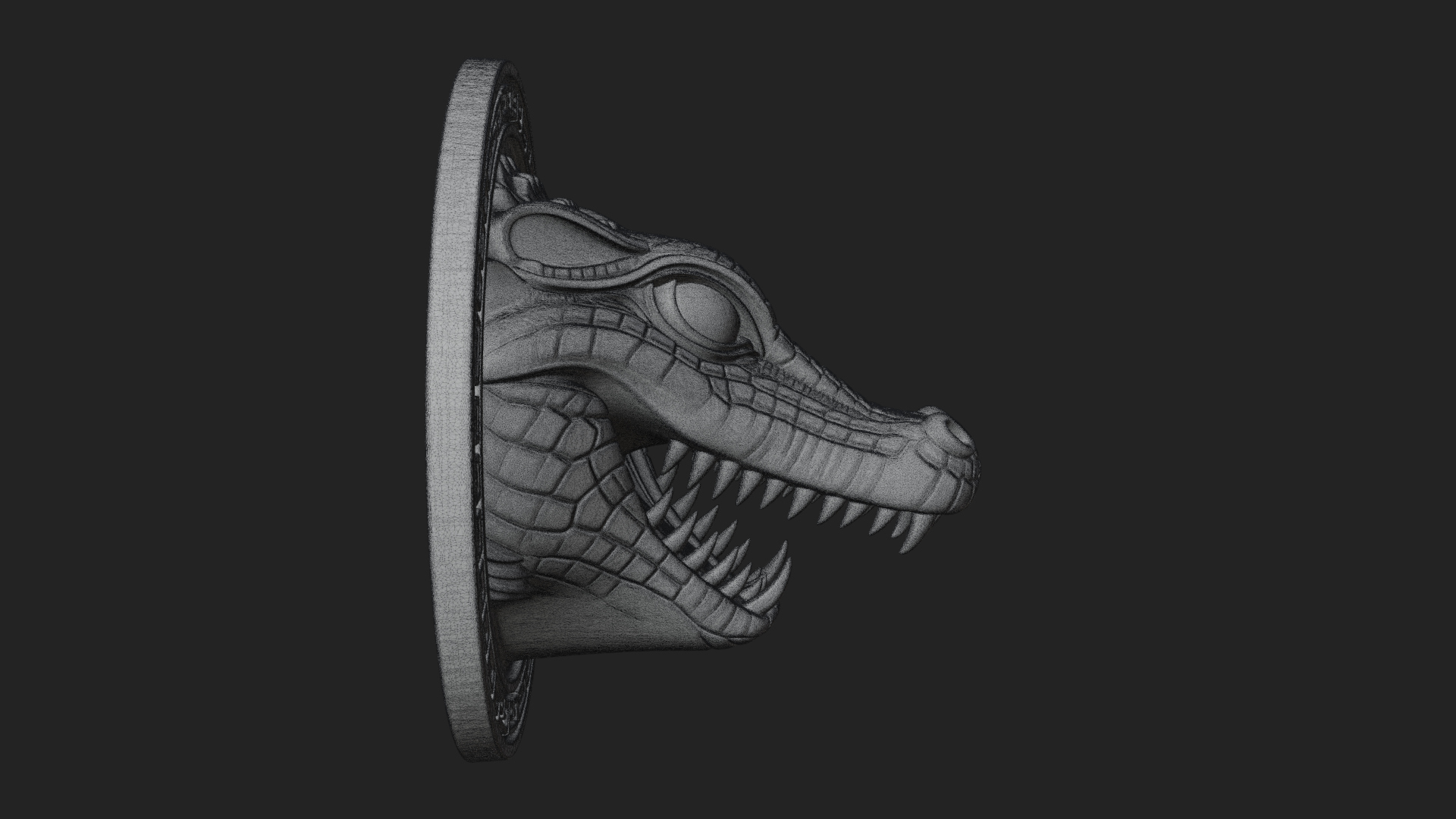 Crocodile Head Oval Plaque Design 3 3D Print Model 3D Model
