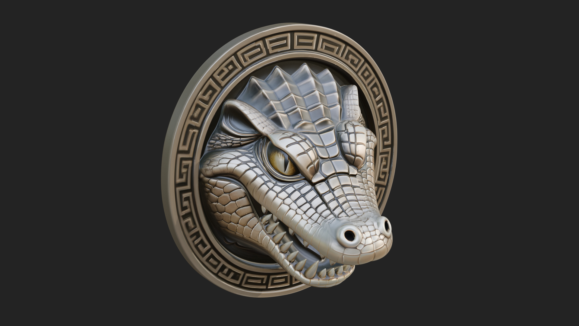 Crocodile Head Oval Plaque Design 4 3D Print Model 3D Model
