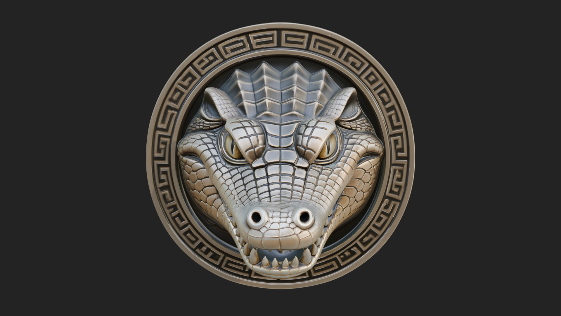 Crocodile Head Oval Plaque Design 4 3D Print Model 3D Model