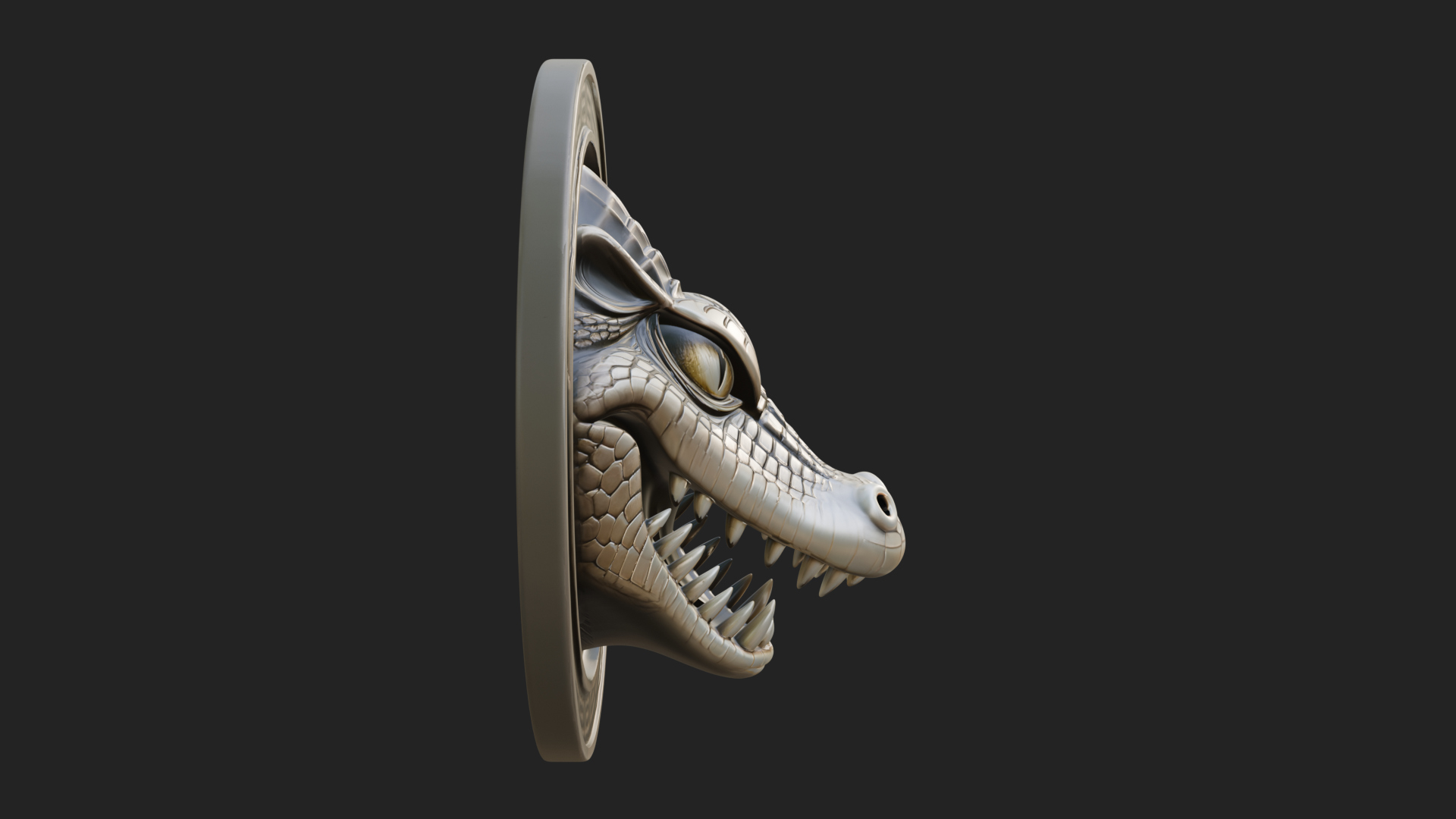 Crocodile Head Oval Plaque Design 4 3D Print Model 3D Model