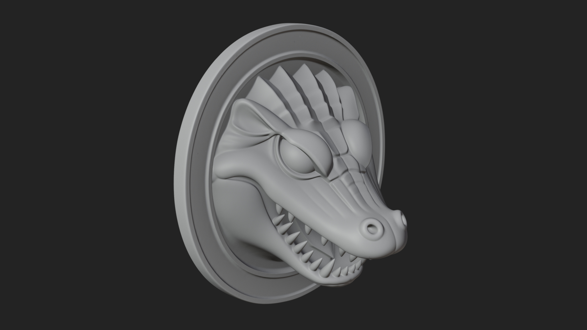 Crocodile Head Oval Plaque Design 4 3D Print Model 3D Model