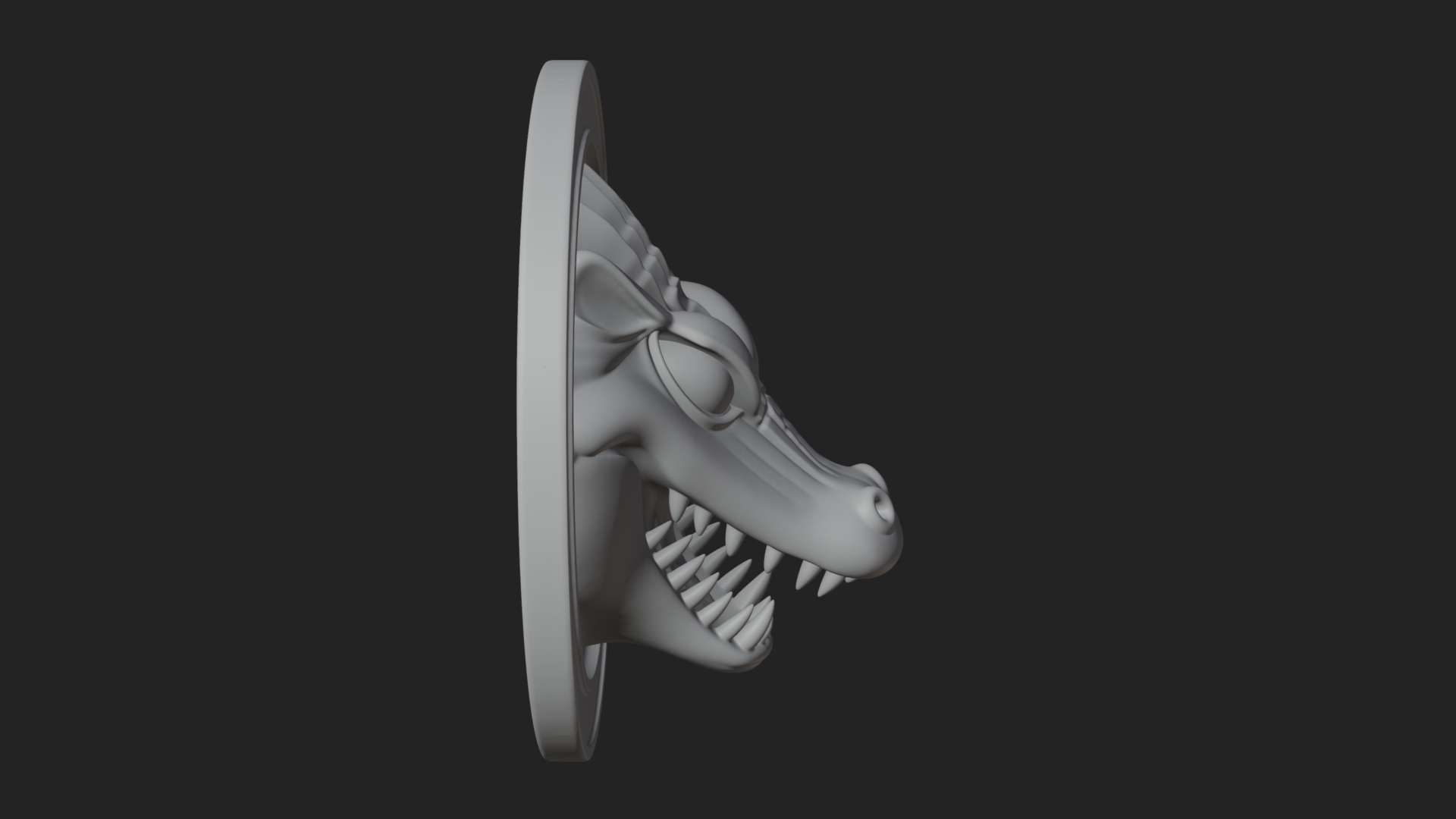Crocodile Head Oval Plaque Design 4 3D Print Model 3D Model